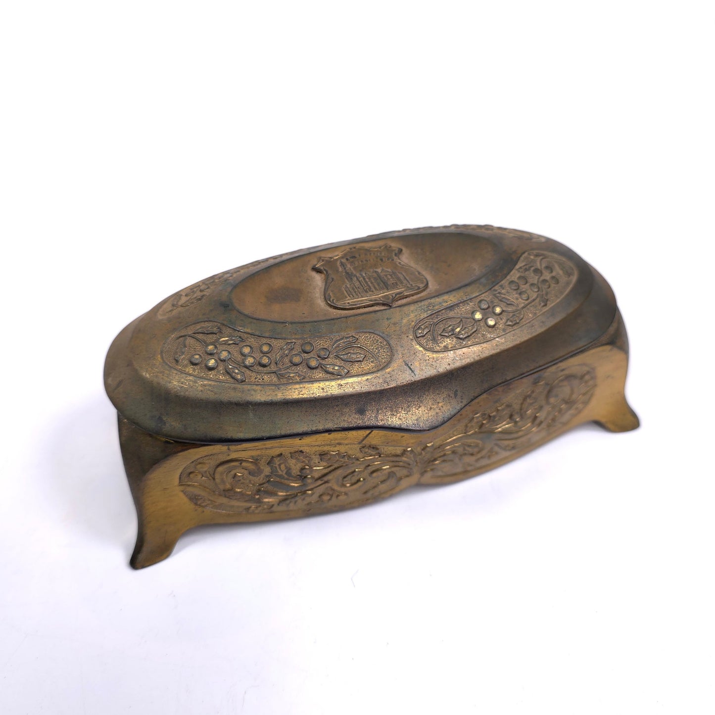 Antique K & Co Bronze Jewelry Trinket Box Detroit Michigan Post Office