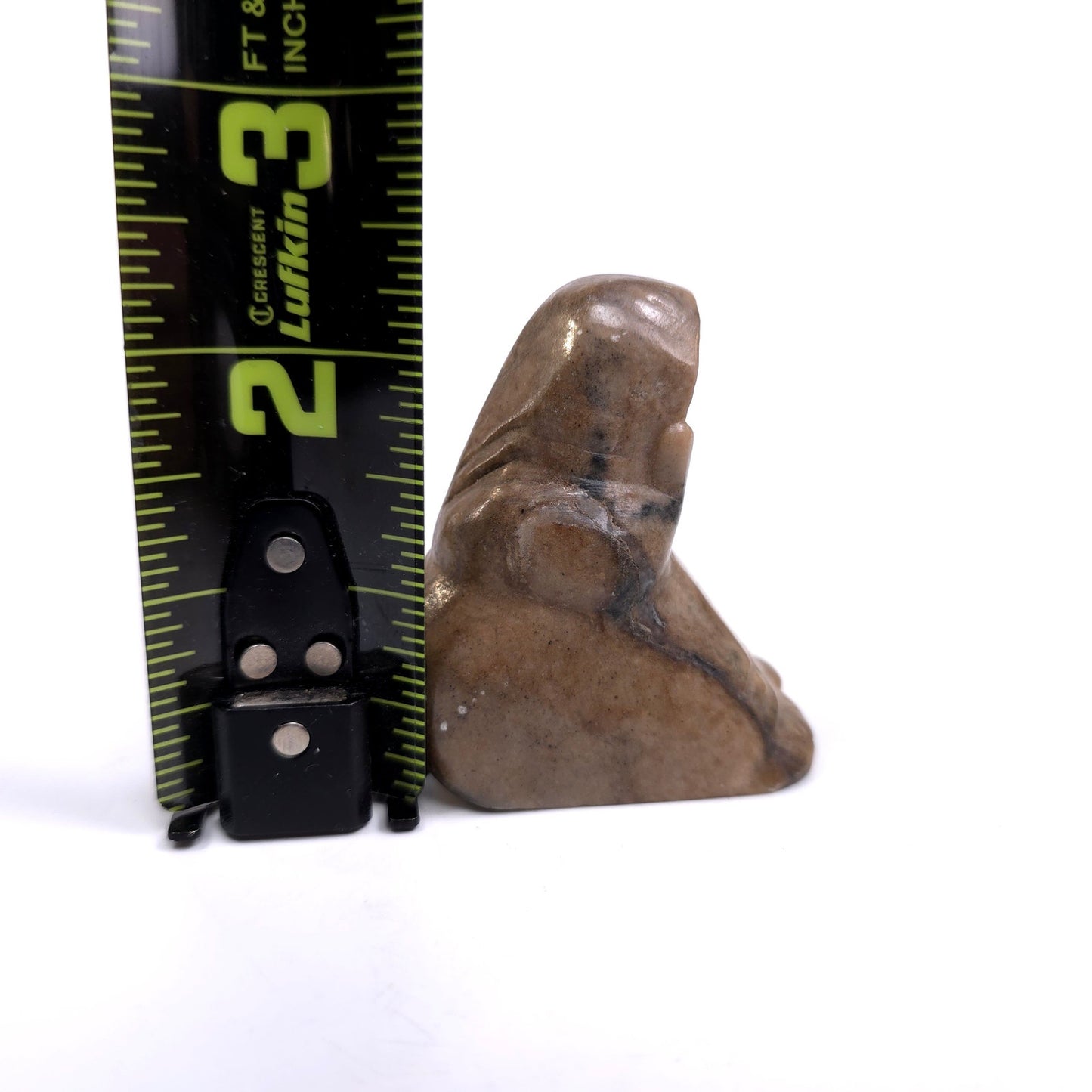 Vintage Soapstone Sitting Eskimo Carved Figurine