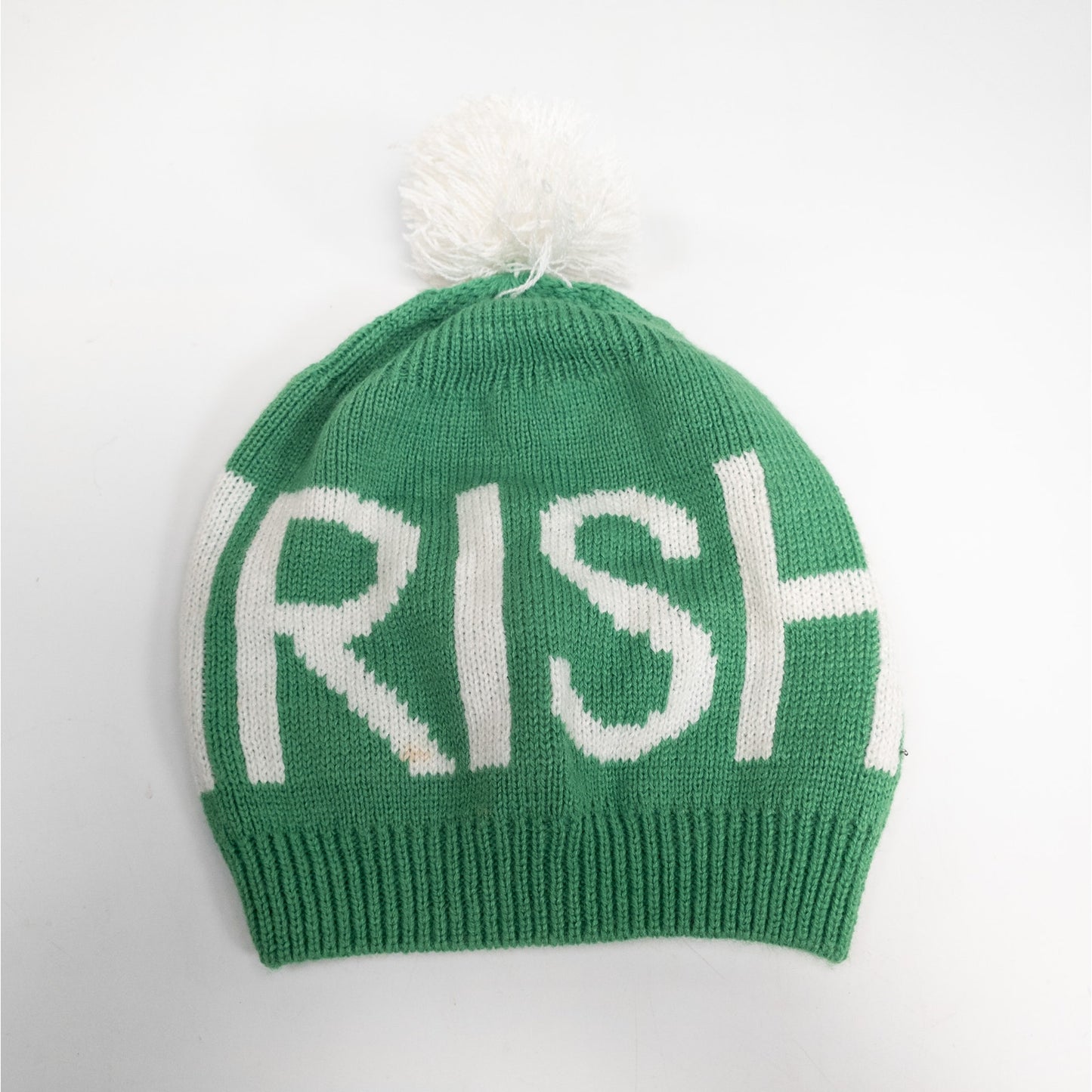 Irish Green Beanie Stocking Hat Cap W/ pom