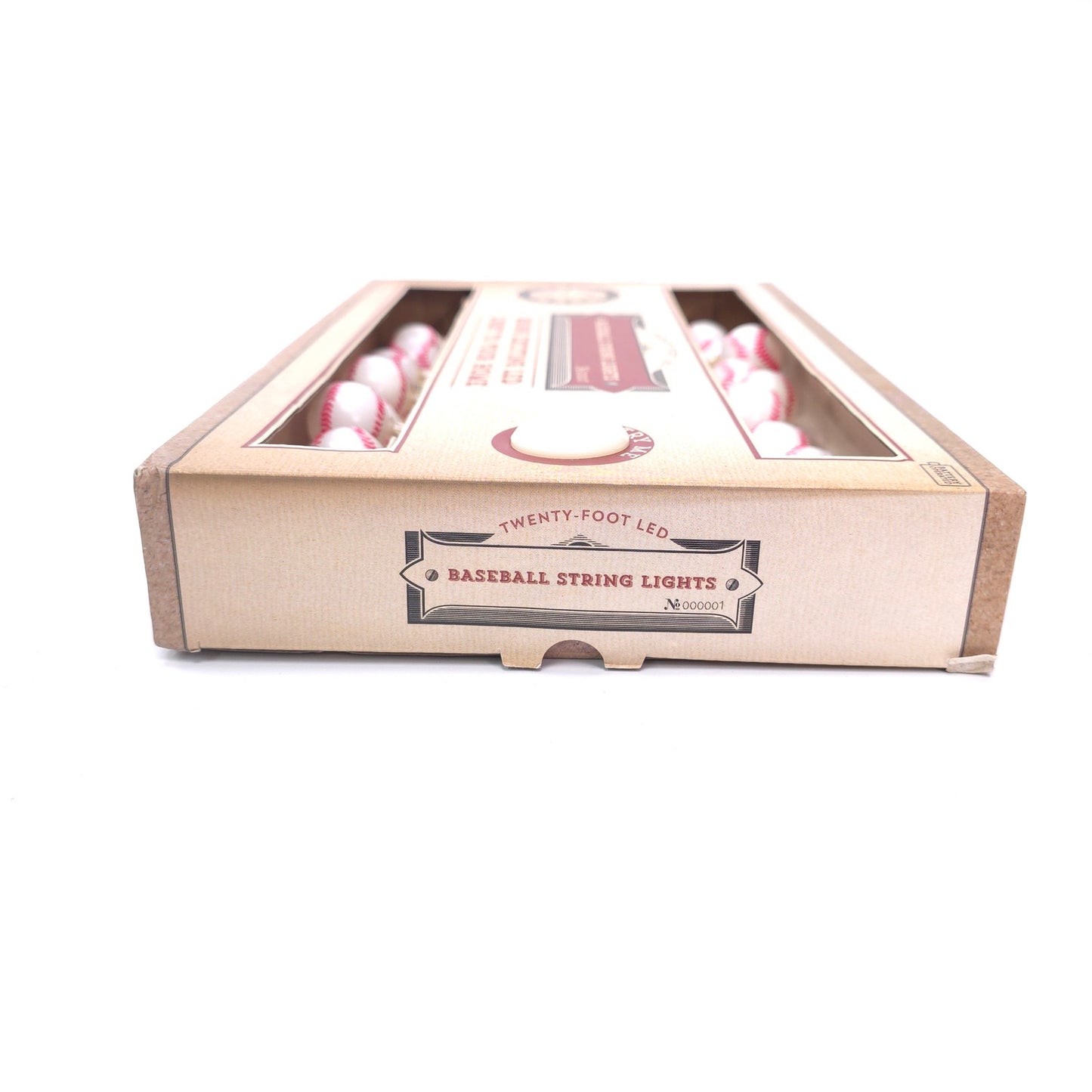 20 ft LED Baseball String Lights Automatic On/Off 4 hr Timer Battery Powered