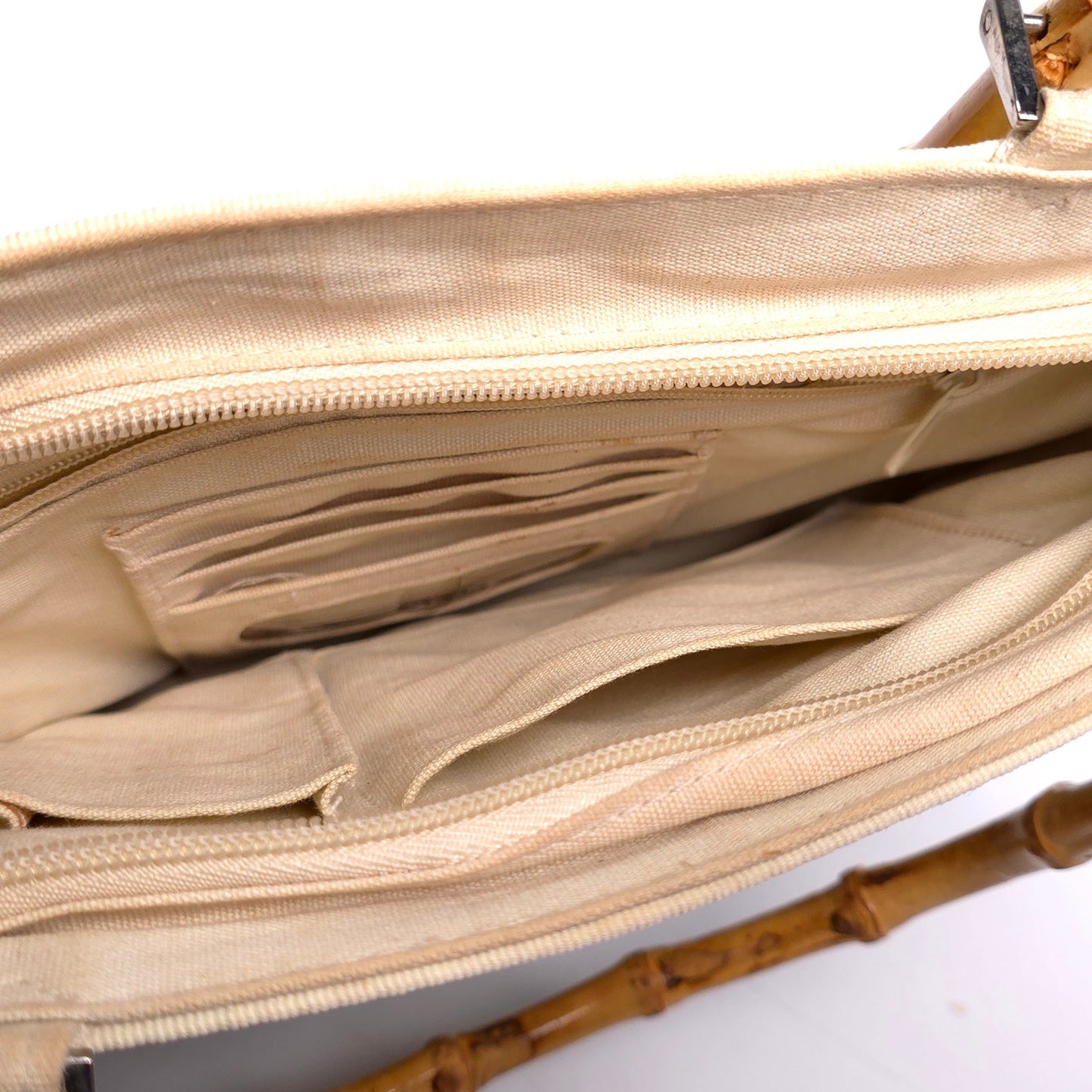 Palm Tree Cloth Handbag Purse w/ Bamboo Handles