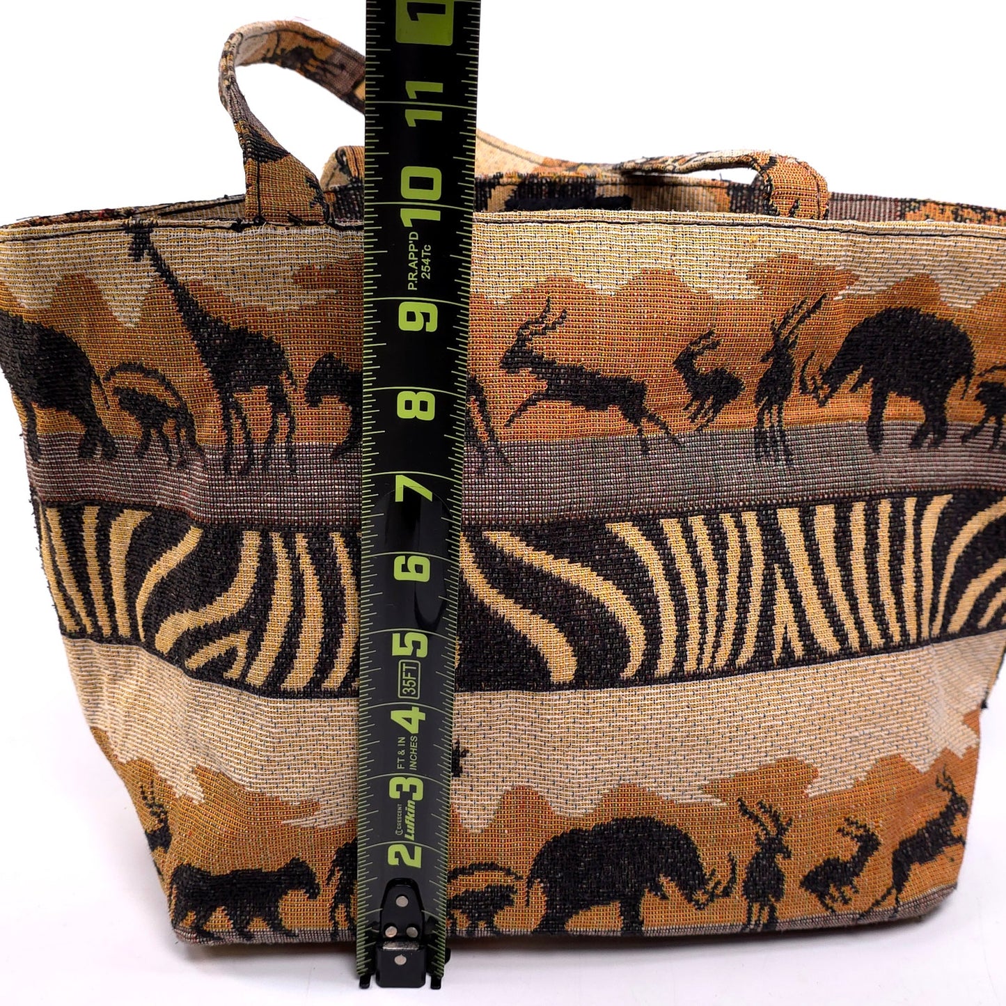 African Safari Themed Shoulder Tote Bag Purse Elephant Monkey Giraffe Antelope