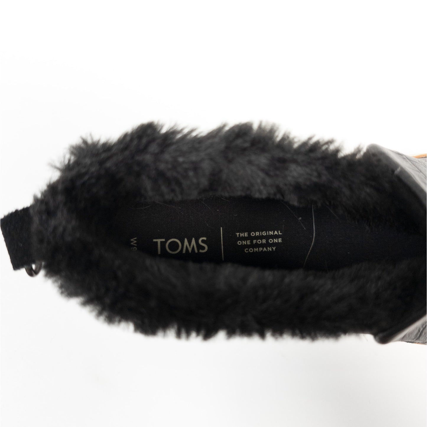 Toms Paxton Black Embossed Leather Slip On Faux Fur Lined Ankle Booties Size 9.5