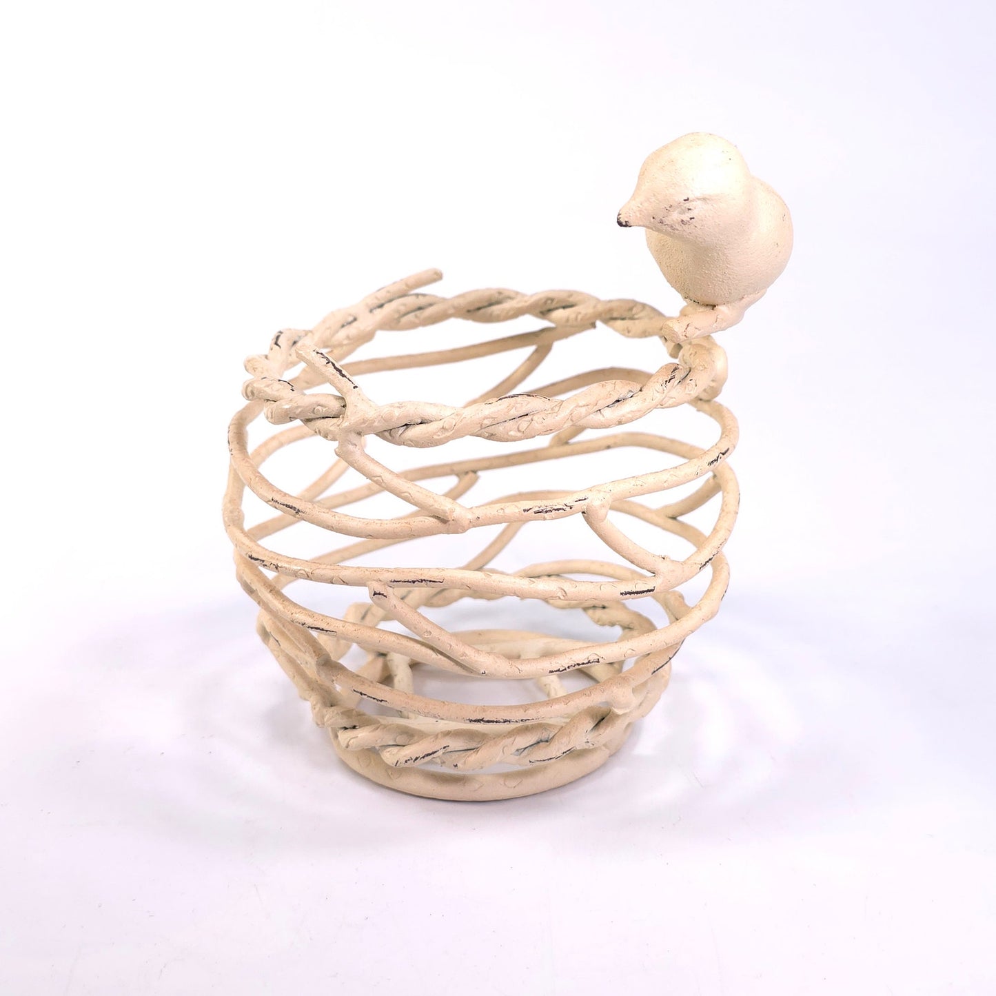 Cast Iron Bird Nest w/ Bird Candle Home Decor Bowl