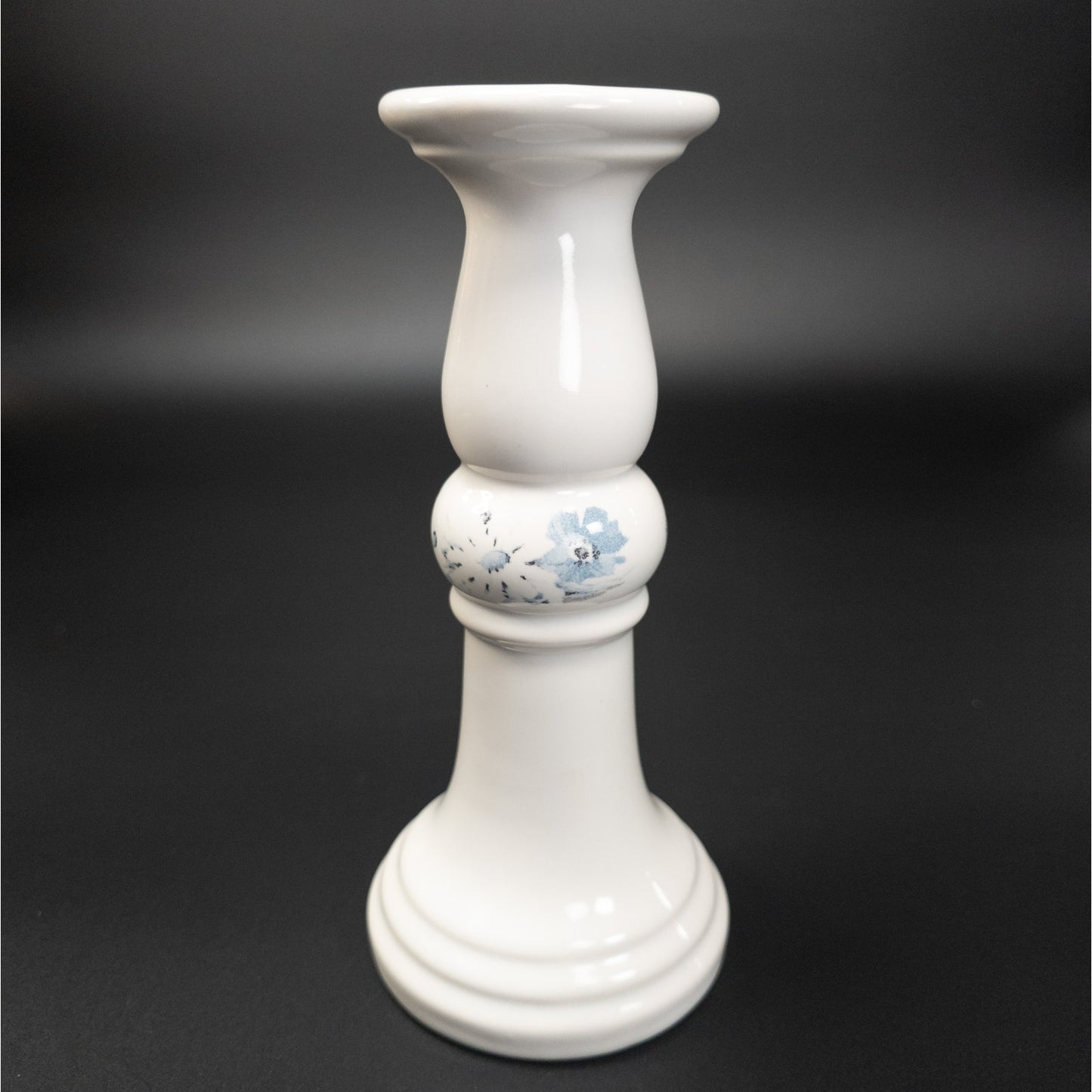 Royal Haeger Ceramic 8" Candle Stick Holder Blue Flowers
