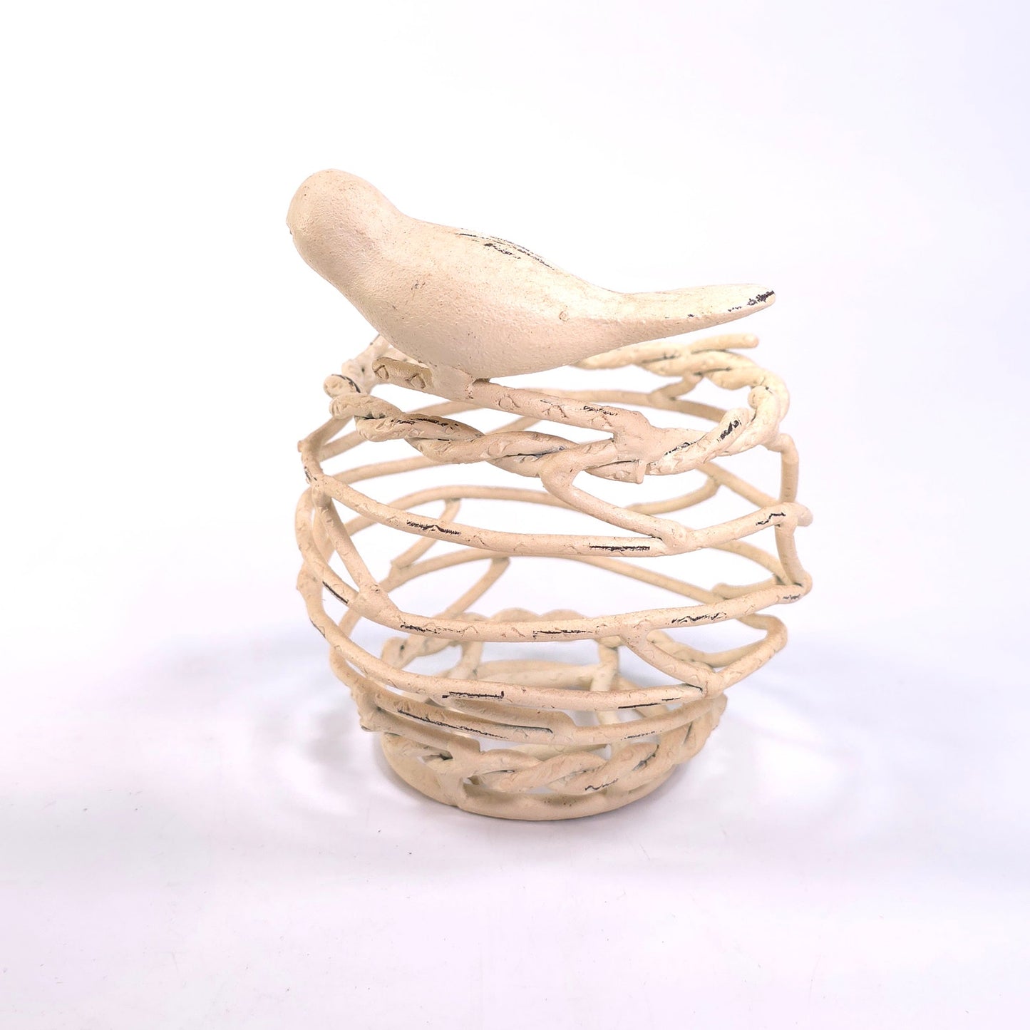 Cast Iron Bird Nest w/ Bird Candle Home Decor Bowl