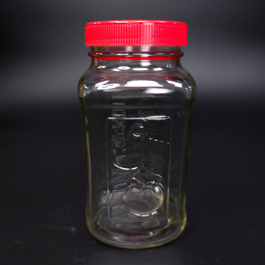 Vintage Mason Glass Canister Jar w/ Red Screw On Lid