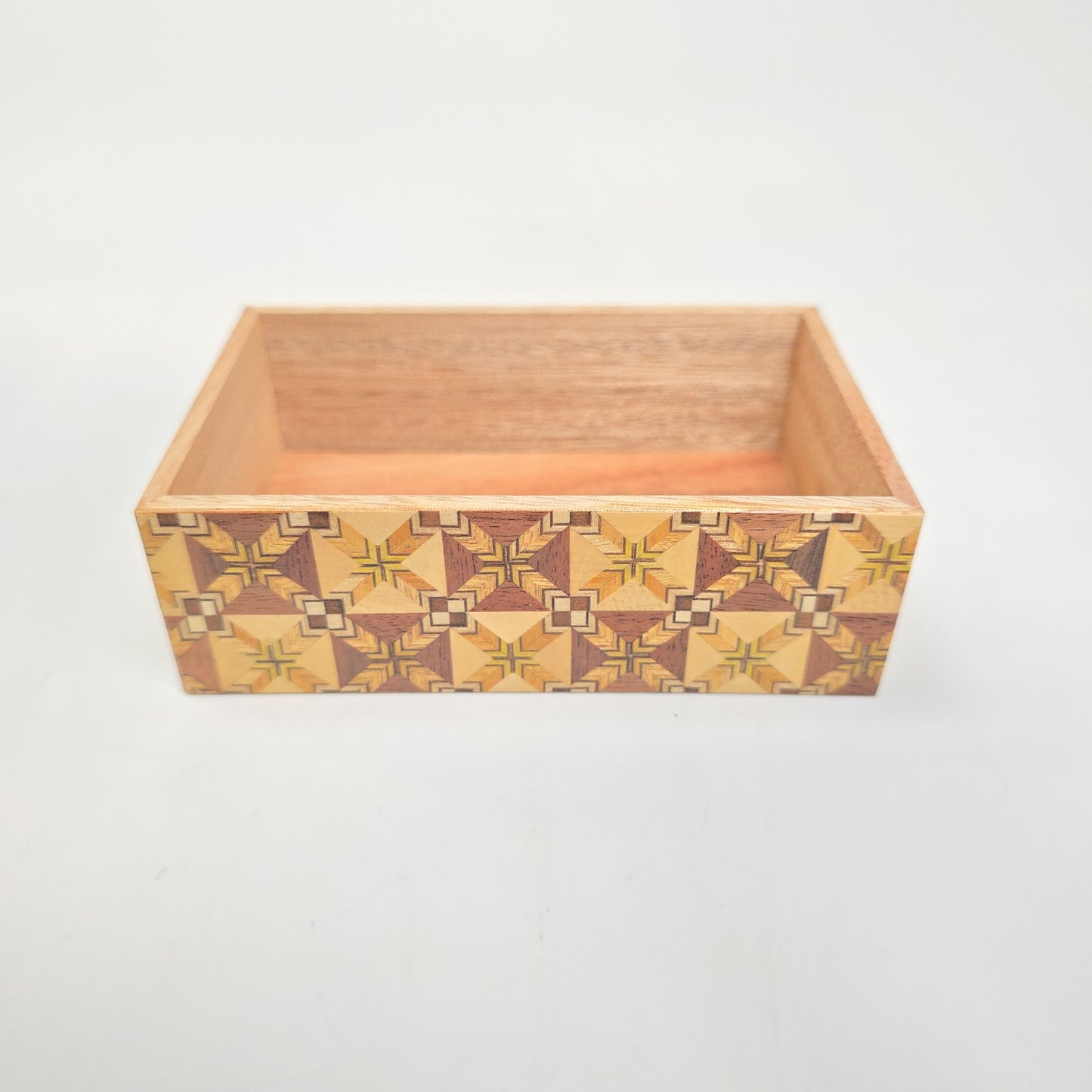 Vintage Yoseki Elaborate Mosaic Wood Box Jewelry Trinket Japan