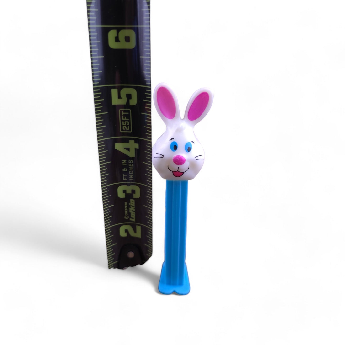 PEZ White Easter Bunny Footed Candy Dispenser 2008 Retired Blue
