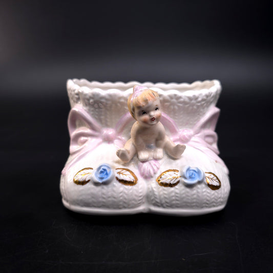 Vintage Napcoware Porcelain Baby Shoes trinket Dish Planter