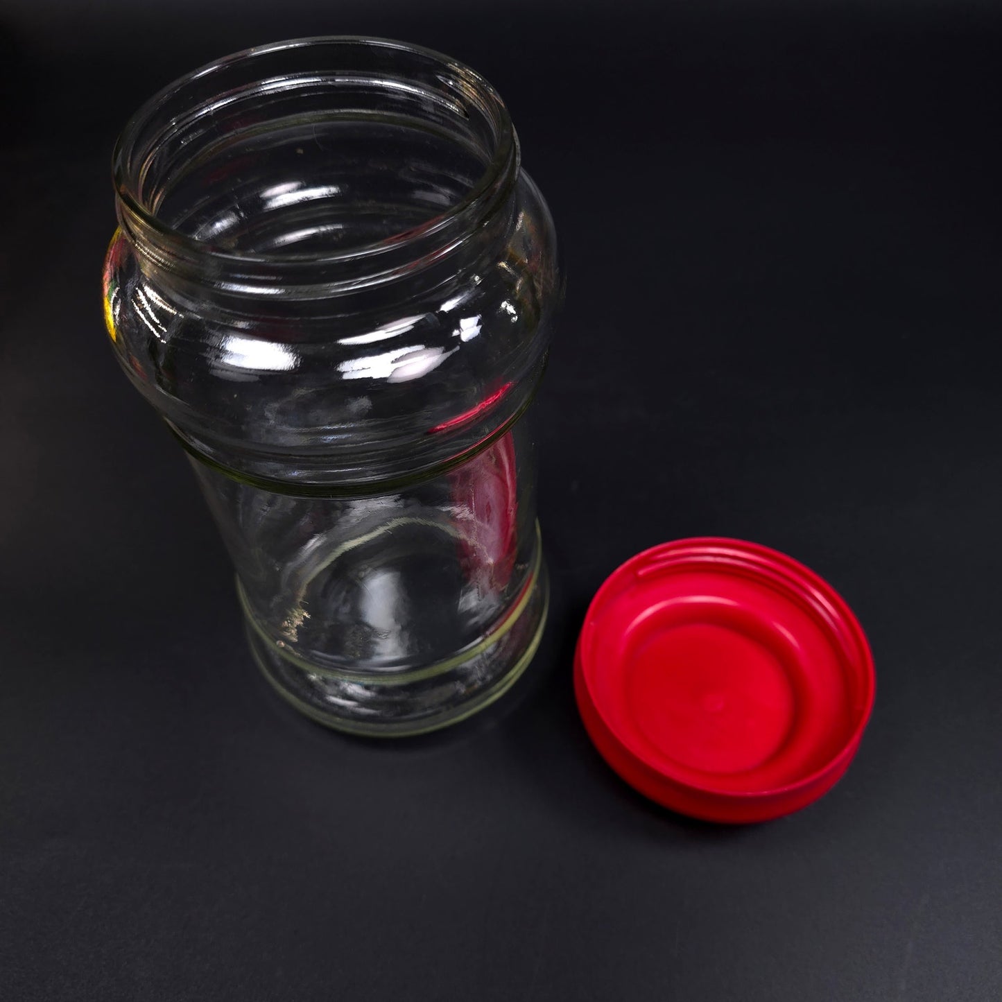 Vintage Anchor Hocking Glass Canister Jar w/ Red Screw On Lid