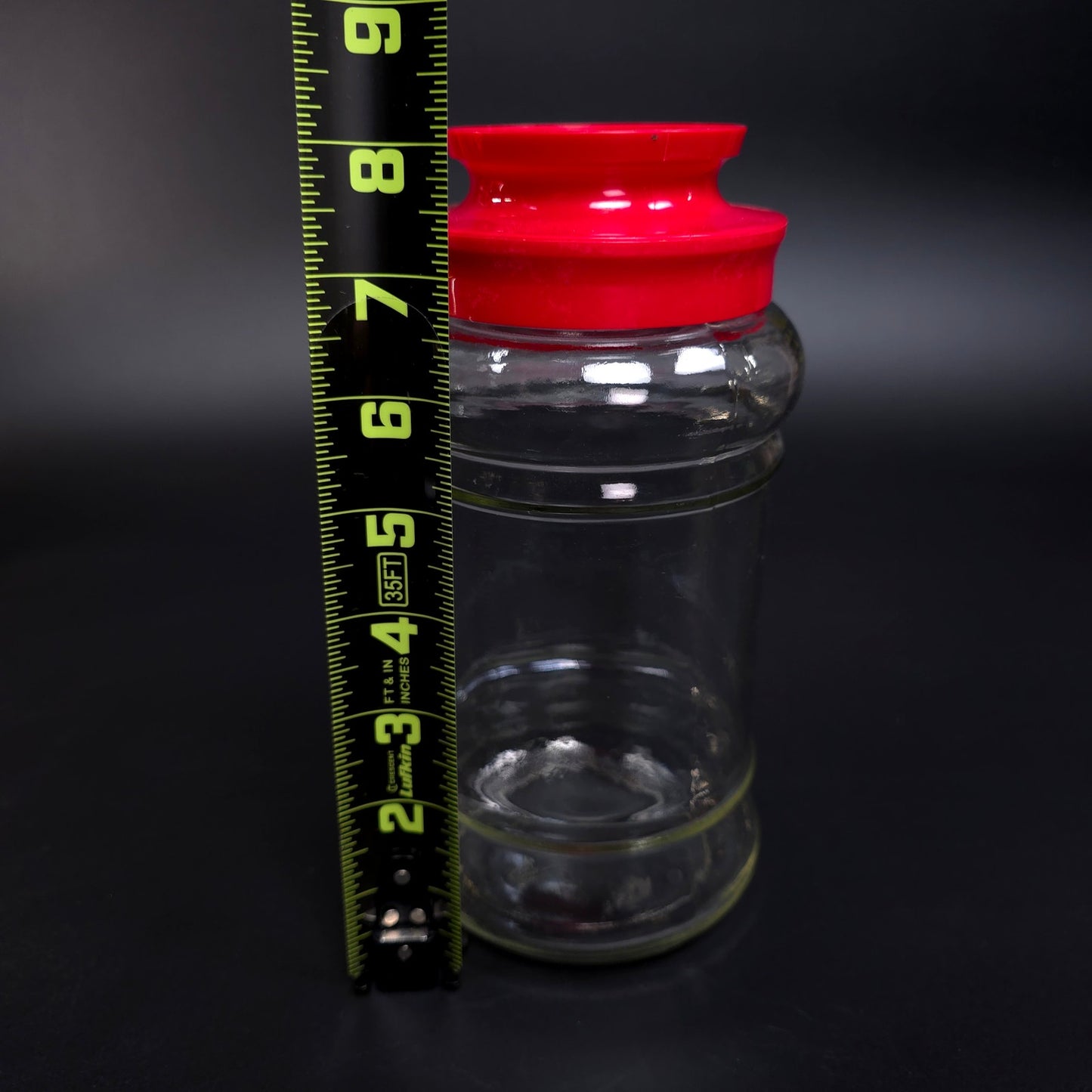 Vintage Anchor Hocking Glass Canister Jar w/ Red Screw On Lid