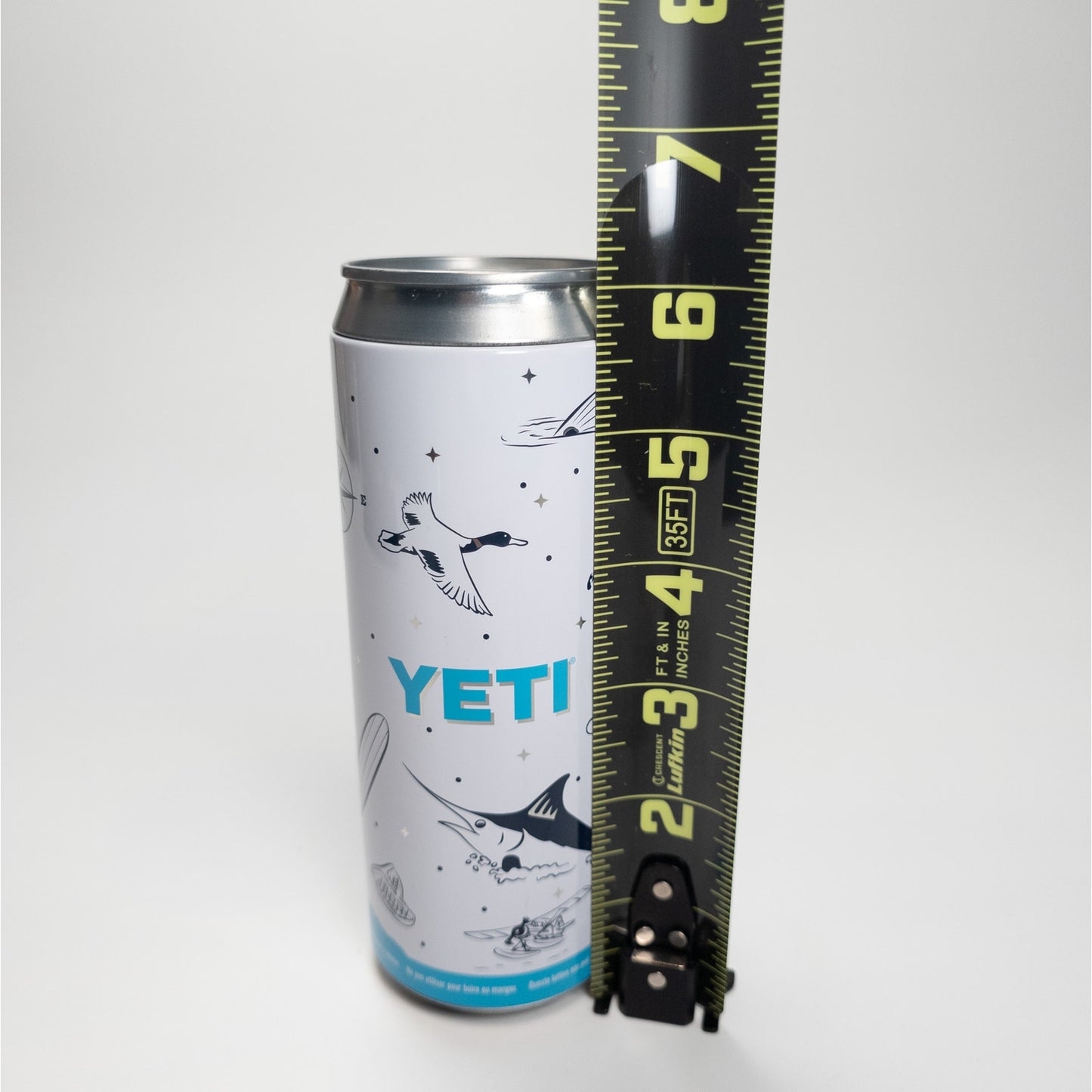 Yeti Slim Can Tin Canister Duck Marlin Horse Fishing Surf Camping