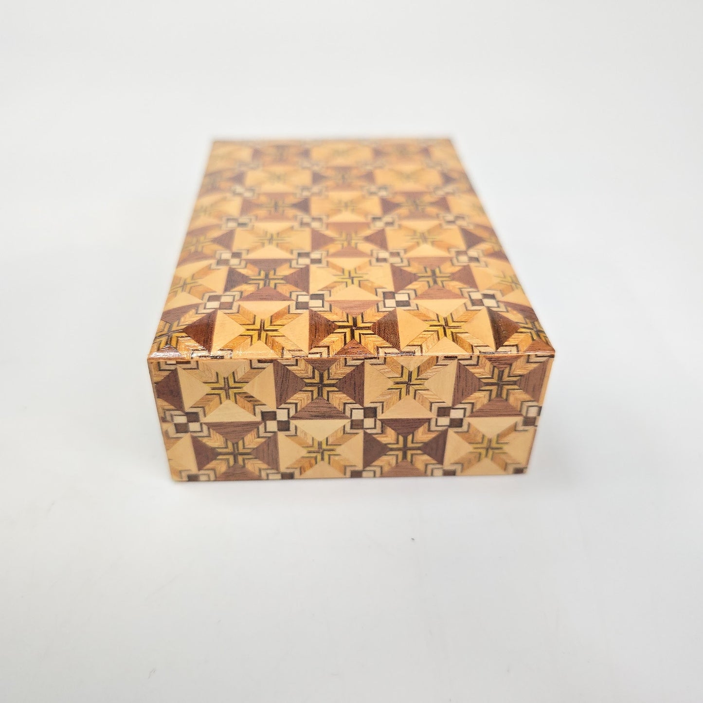 Vintage Yoseki Elaborate Mosaic Wood Box Jewelry Trinket Japan