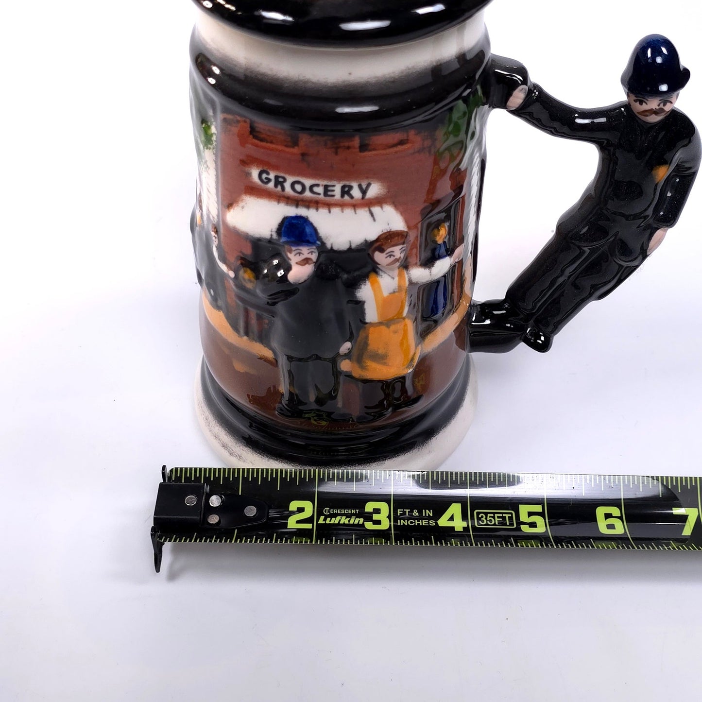 Vintage Police Bobby Themed Stein Tankard W/ Topper Lid