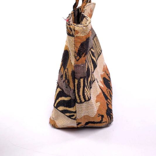African Safari Themed Shoulder Tote Bag Purse Elephant Monkey Giraffe Antelope