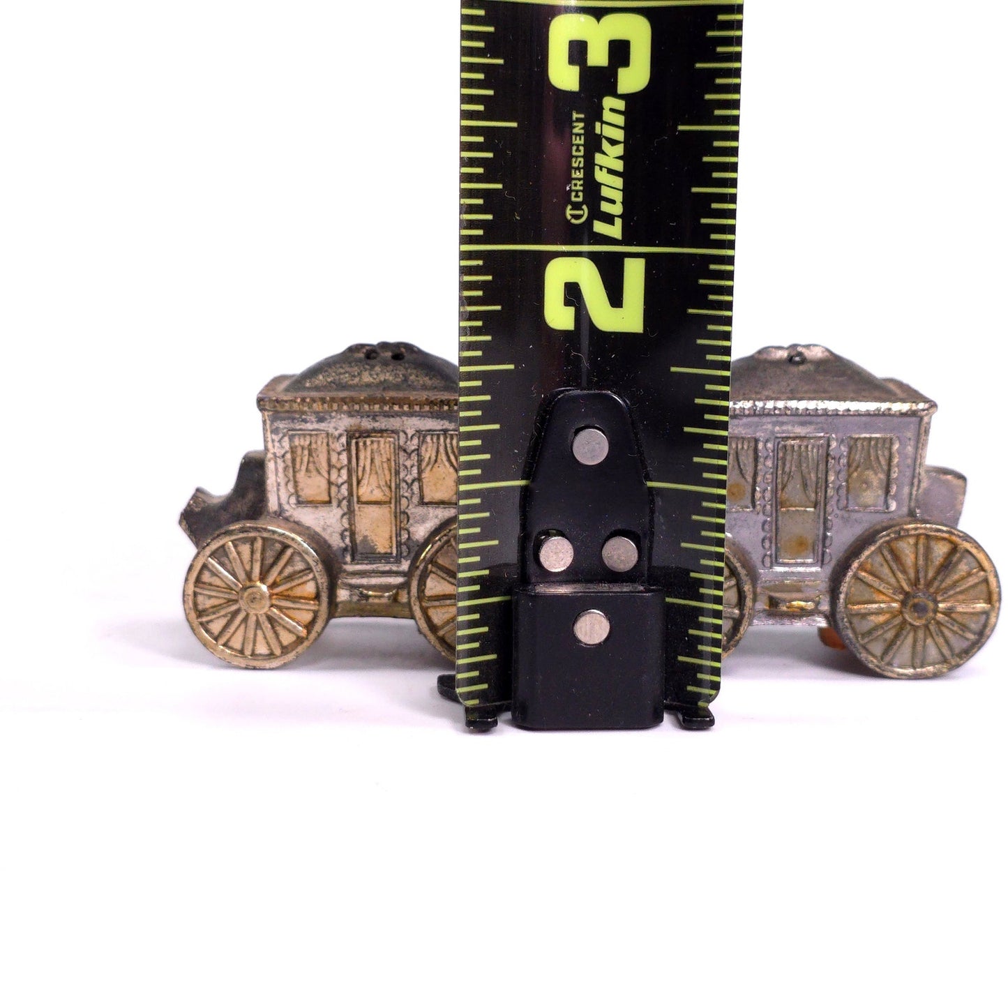 Vintage Metal Carriage Salt & Pepper Shakers Japann