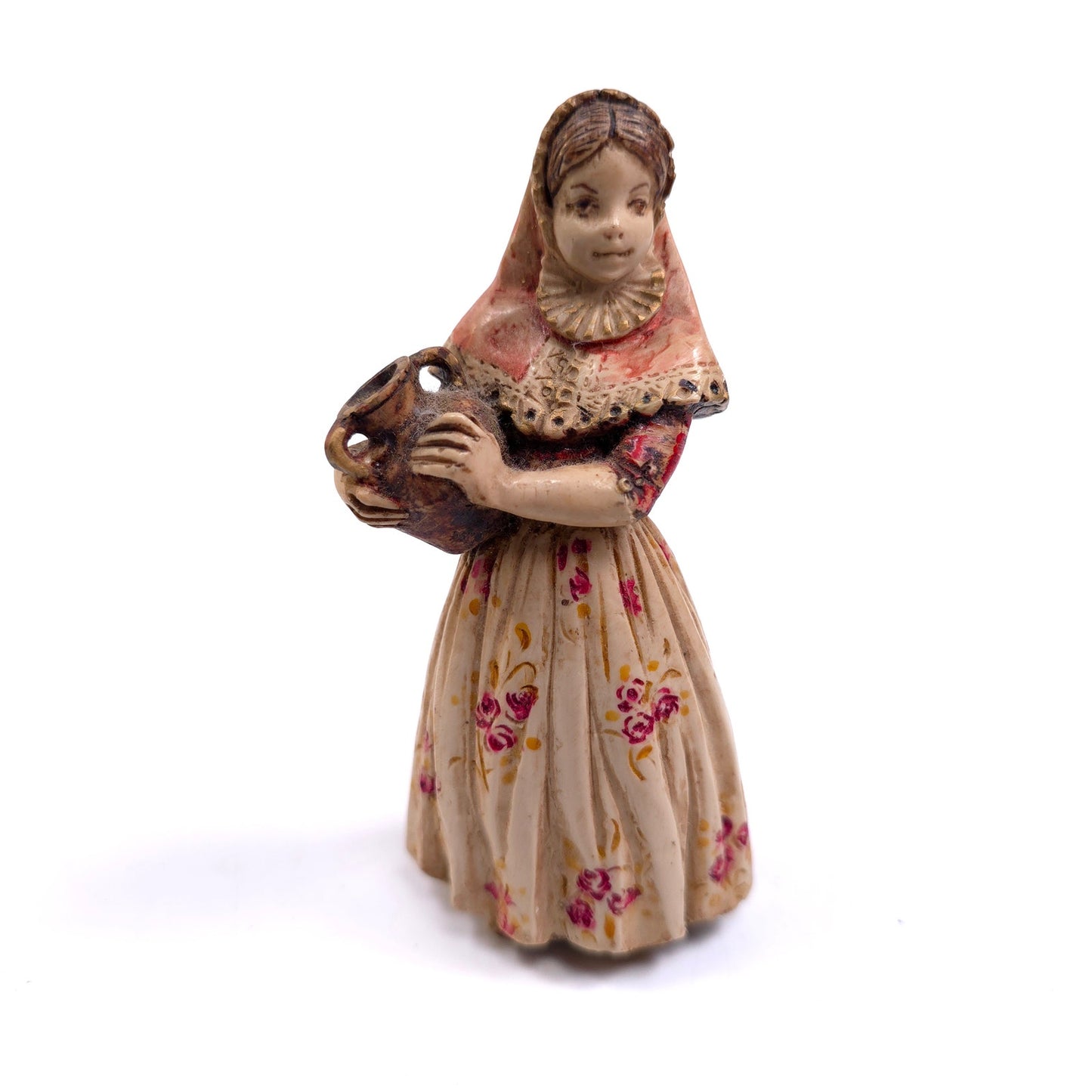 Vintage Ricardo Resin Figurine Woman Holding Pitcher Jar Pottery Signed