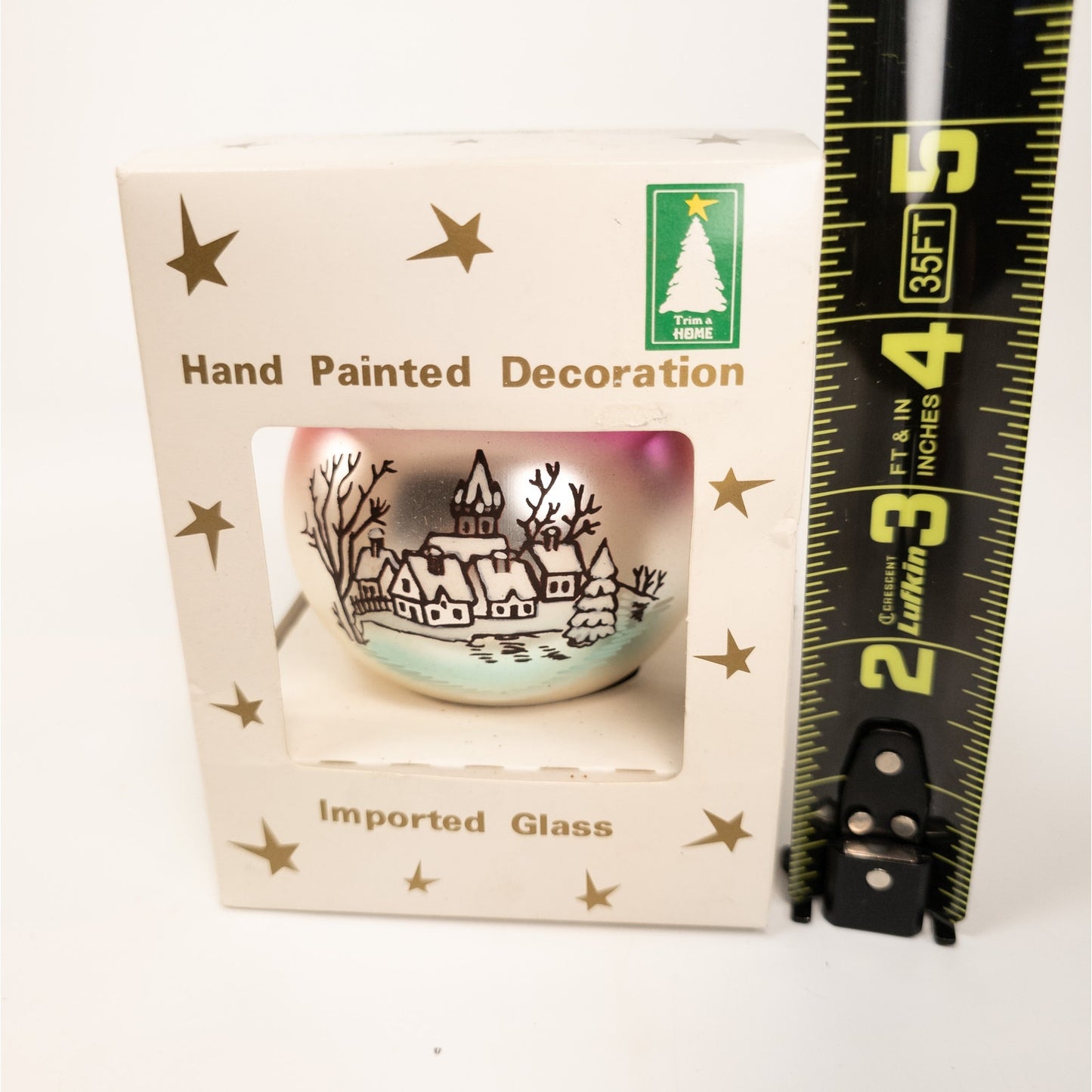 Hand Painted Glass Ball Ornament - Trim A Home - Winter Snow Scene