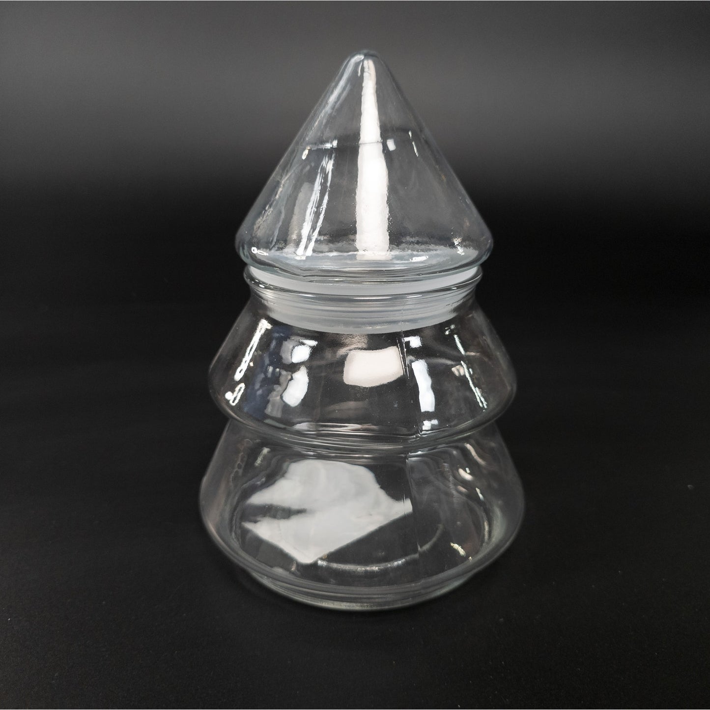 6 inch Clear Glass Tree Canister Candy Treat Jar Holiday Home Decor