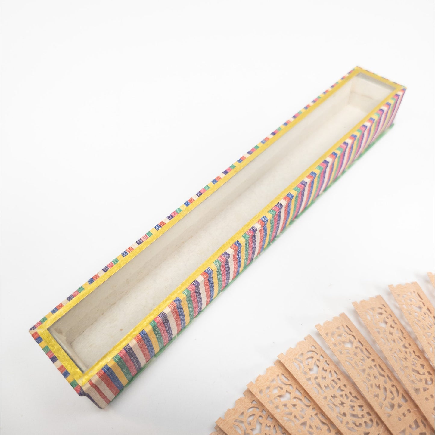 Vintage Japanese Folding Wooden Hand Fan W/ Box