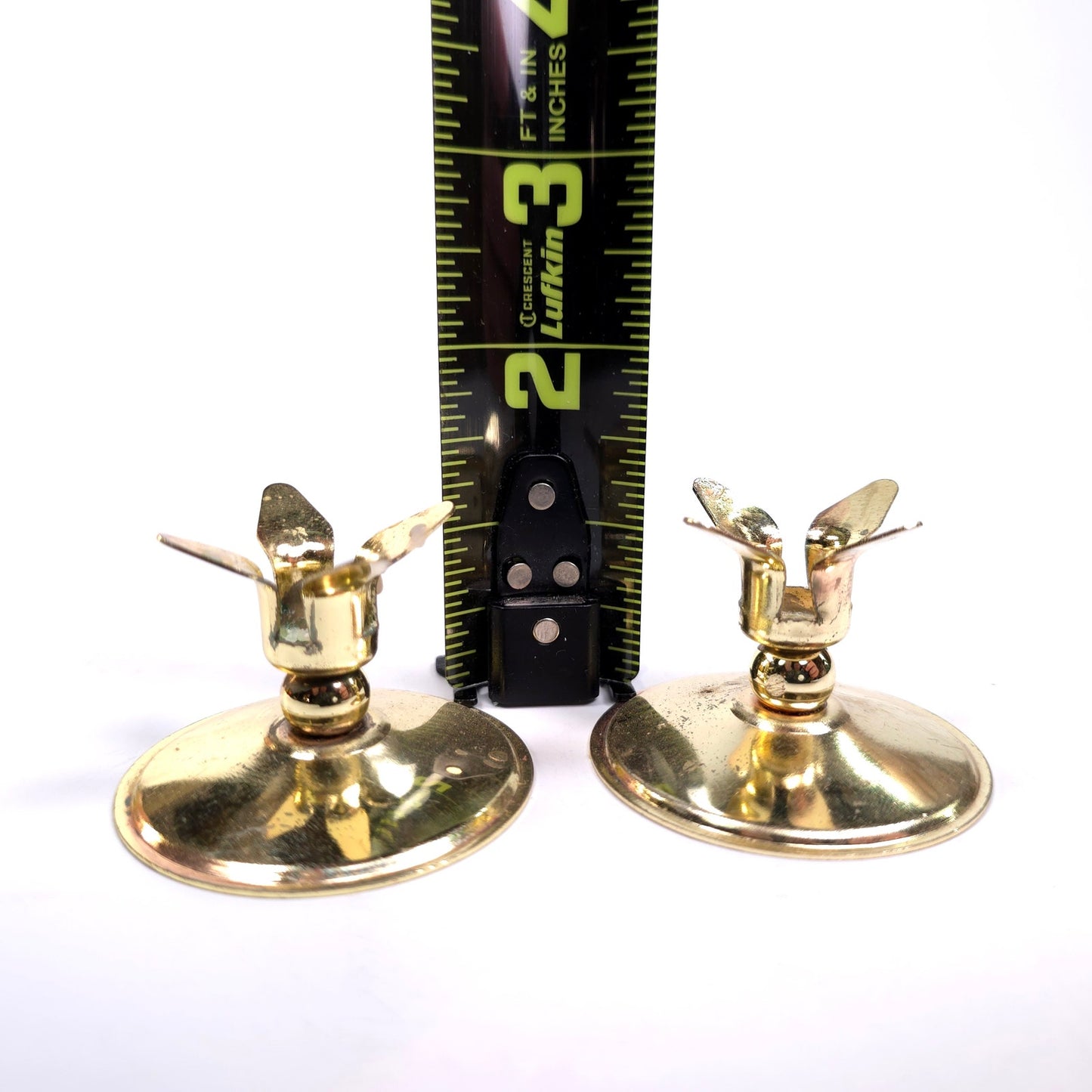 Vintage MCM Gold Tone Set of 2 Candle Stick Holders