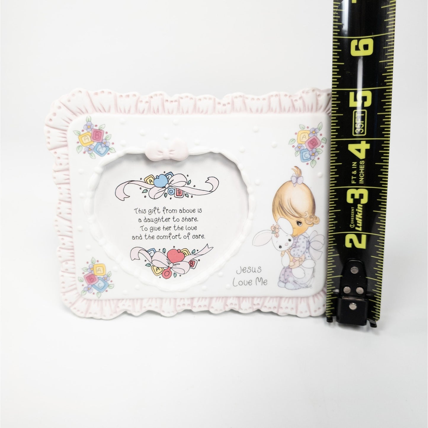 Precious Moments Girl with Bunny Baby Photo Picture Frame Jesus Love Me 130044