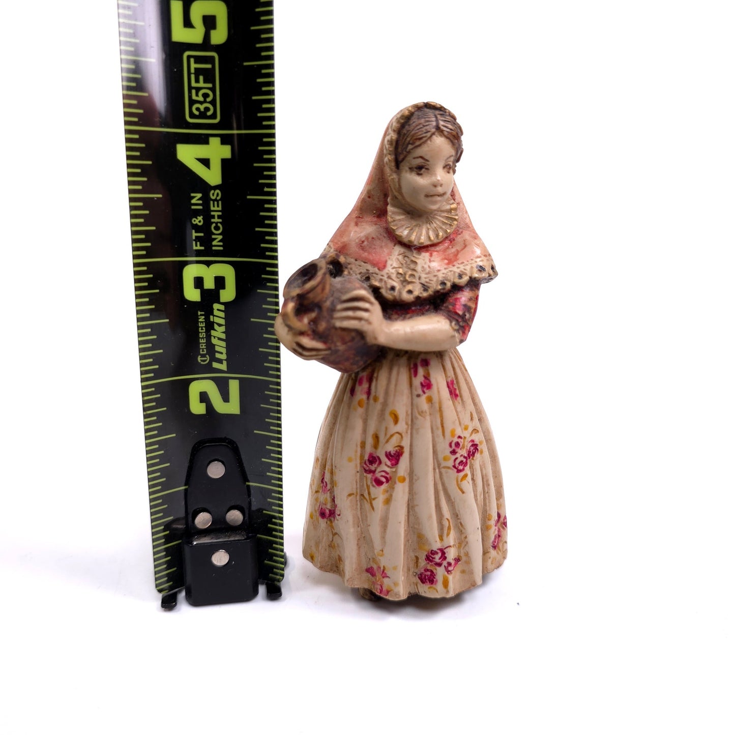 Vintage Ricardo Resin Figurine Woman Holding Pitcher Jar Pottery Signed
