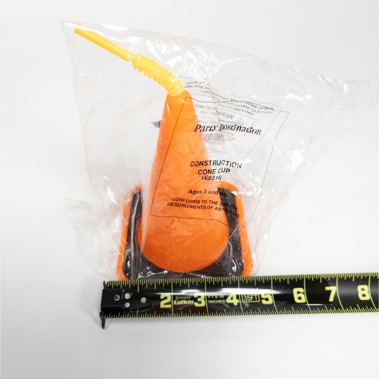 Traffic Cone Drink Cup w/ Straw Construction Party Destination Fun Beverage
