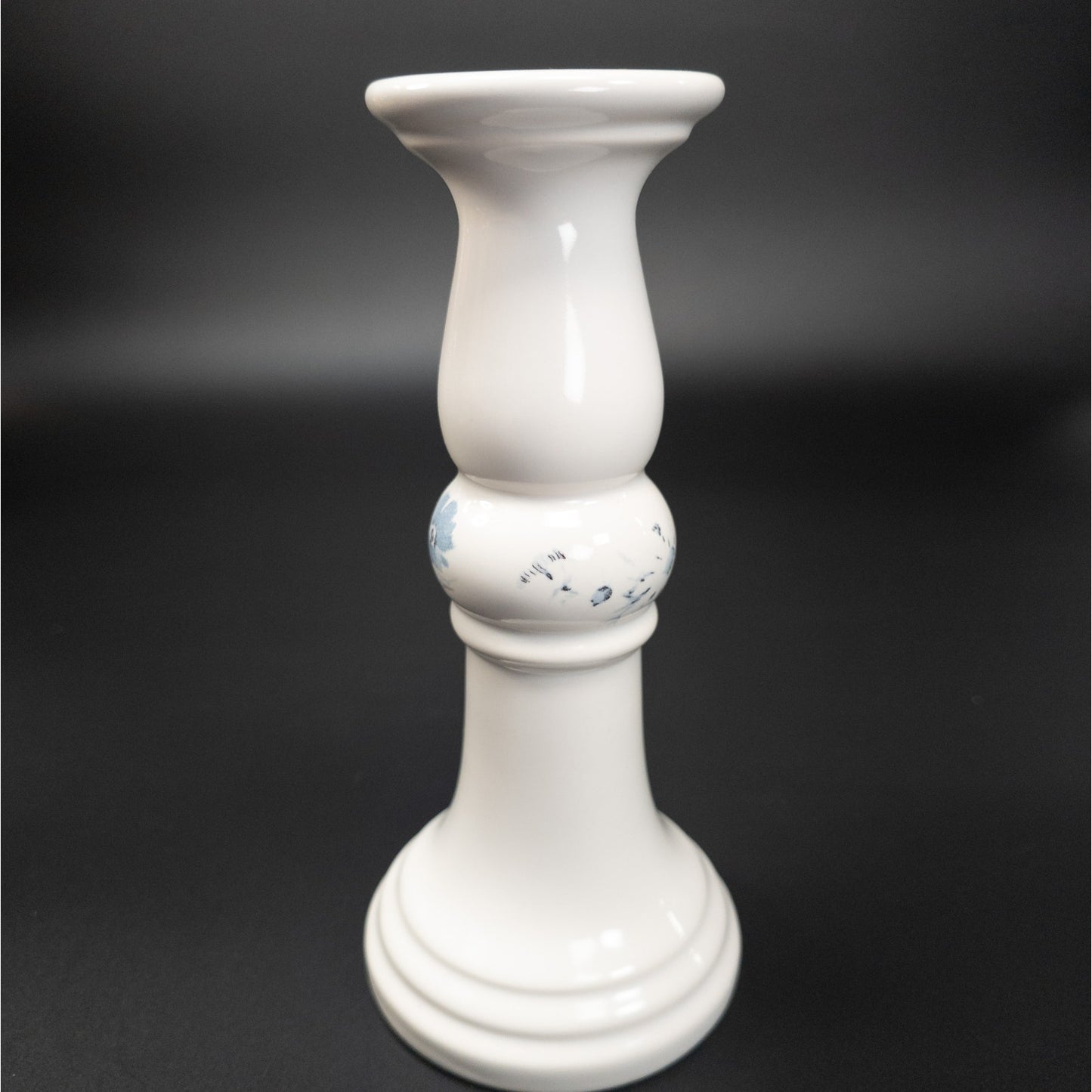 Royal Haeger Ceramic 8" Candle Stick Holder Blue Flowers