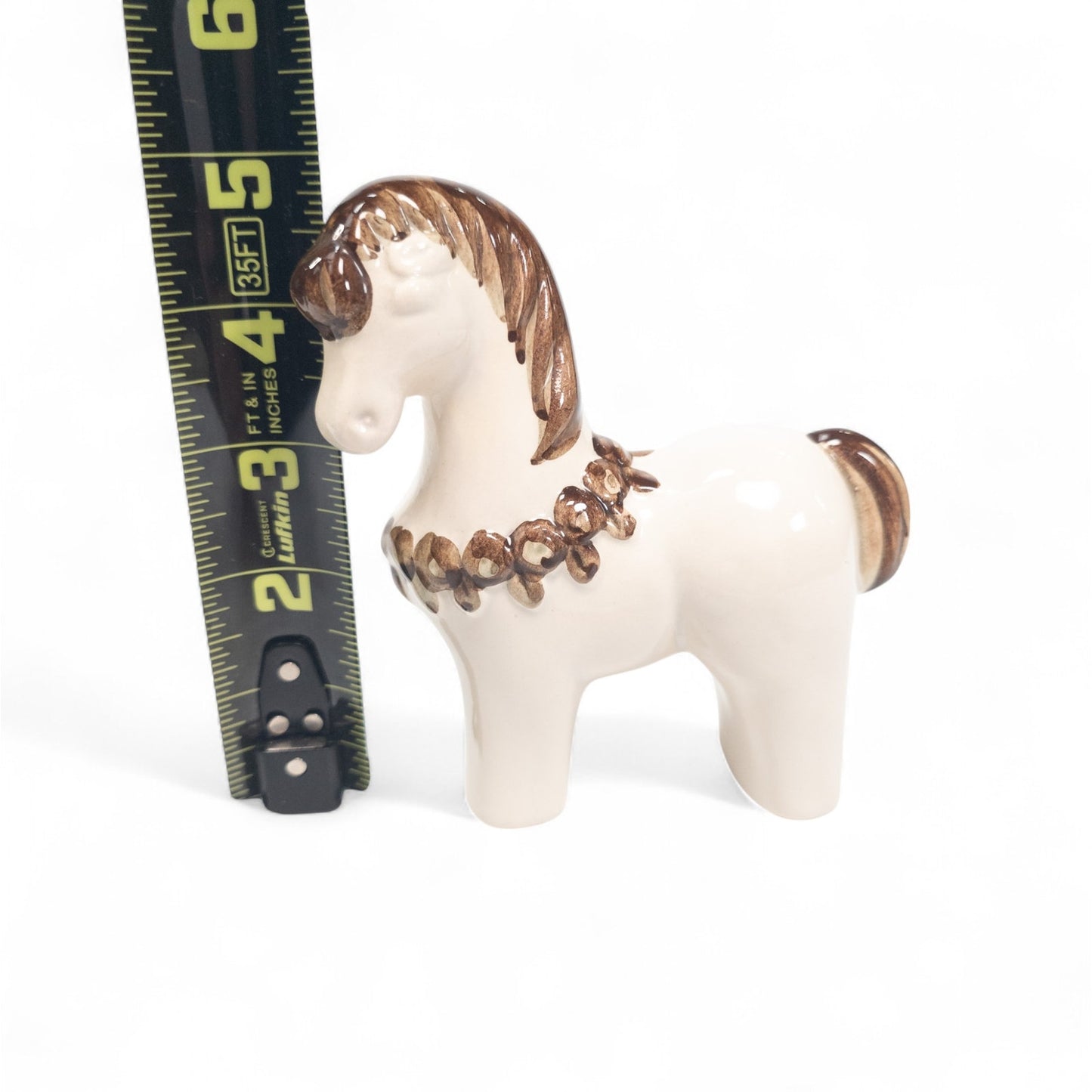 Rosa Ljung Swedish Ceramic Horse Figurine White Brown