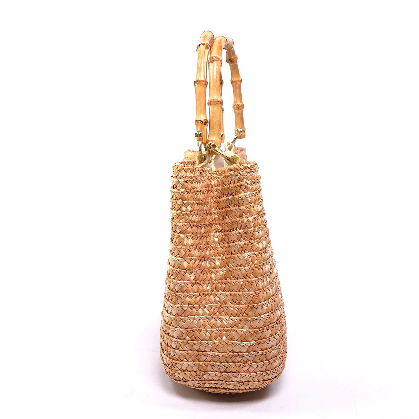 Woven Straw Handbag Purse w/ Bamboo Handles Raffia