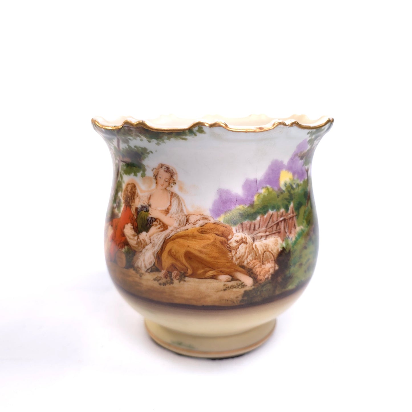 Vintage Ardalt Lenwile Scalloped Vase Cache Flower Pot Renaissance