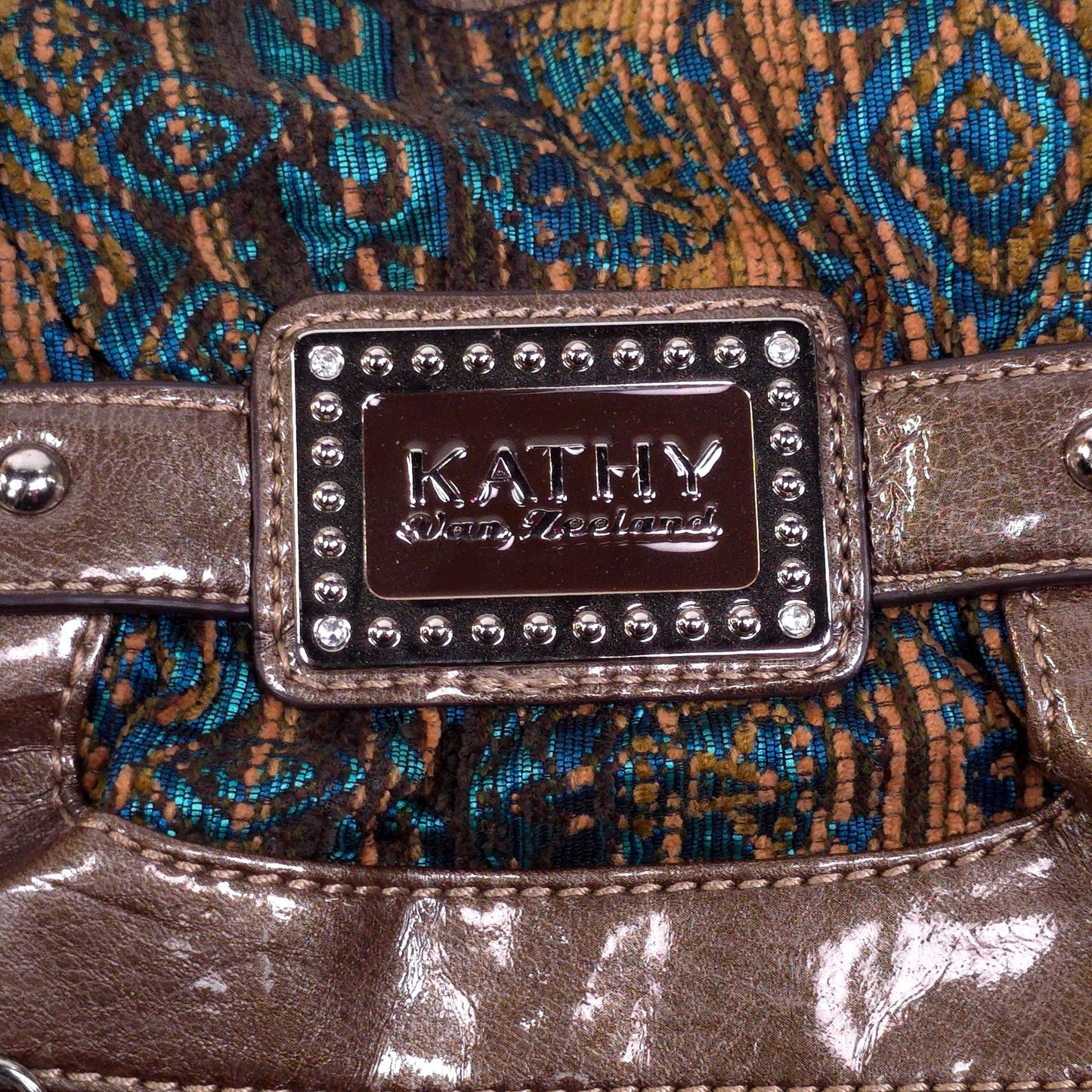 Kathy Von Zeeland Shoulder Bag Purse 11 Compartment Brown Green