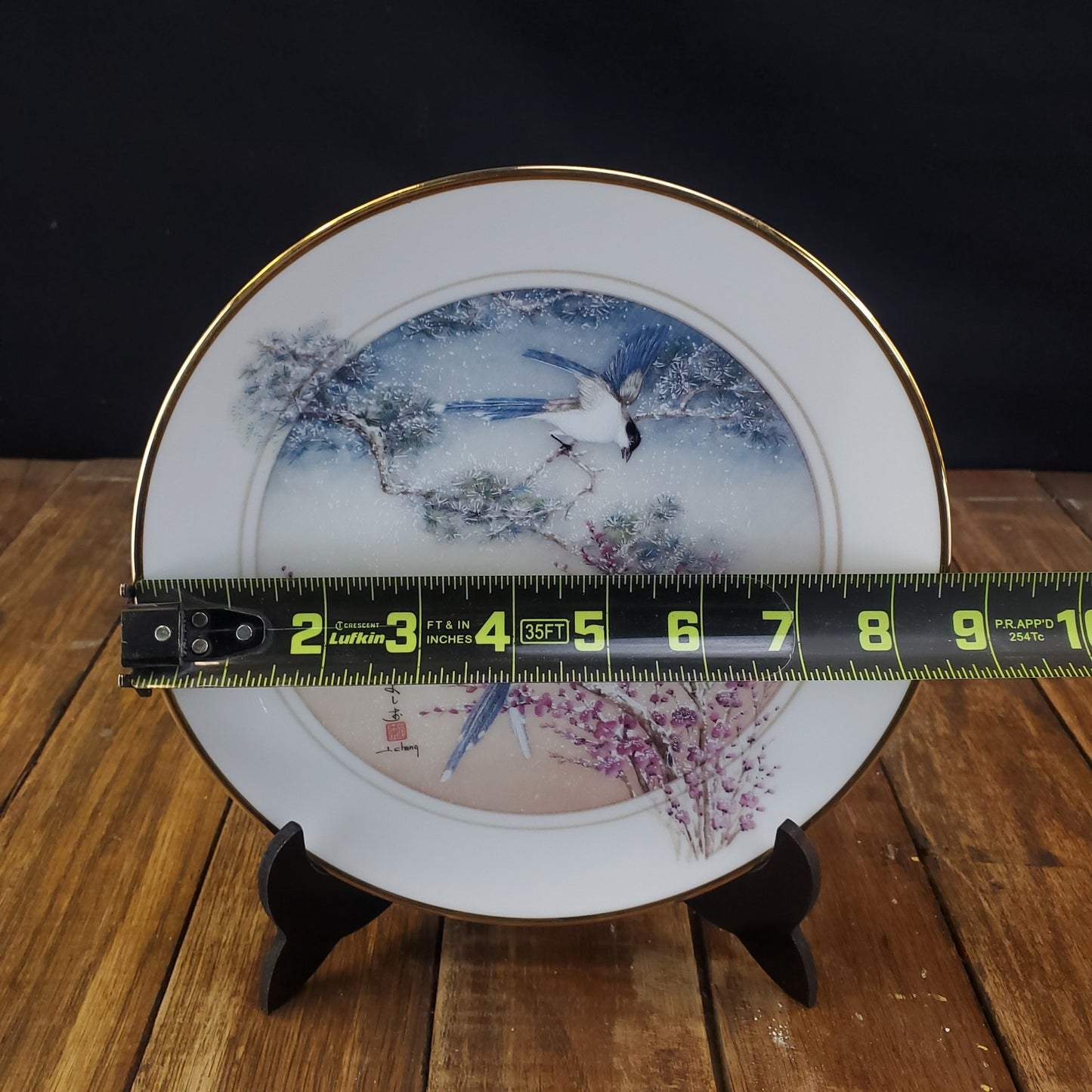 1988 John Cheng Magpies: Birds of Good Omen Collector Plate 24k Gold Trim