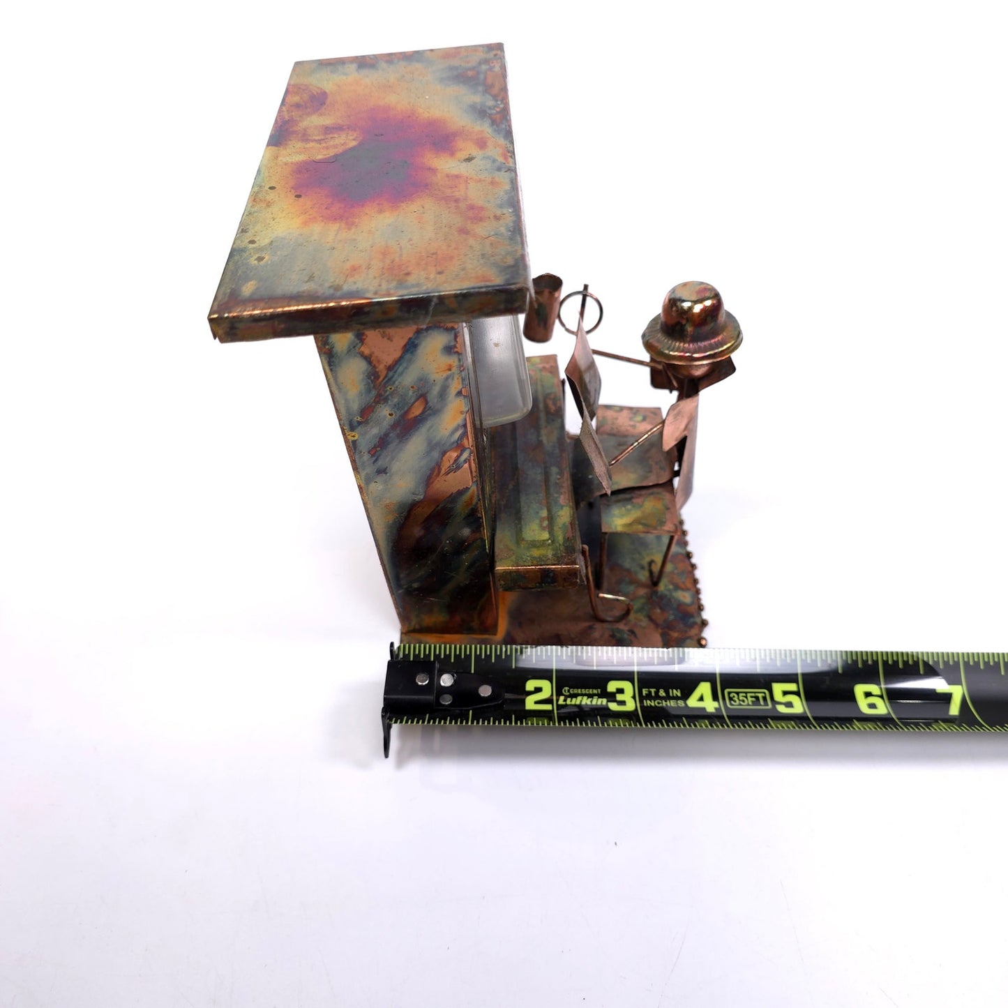 Vintage Copper Saloon Piano Player Wind Up Music Box Steampunk Art
