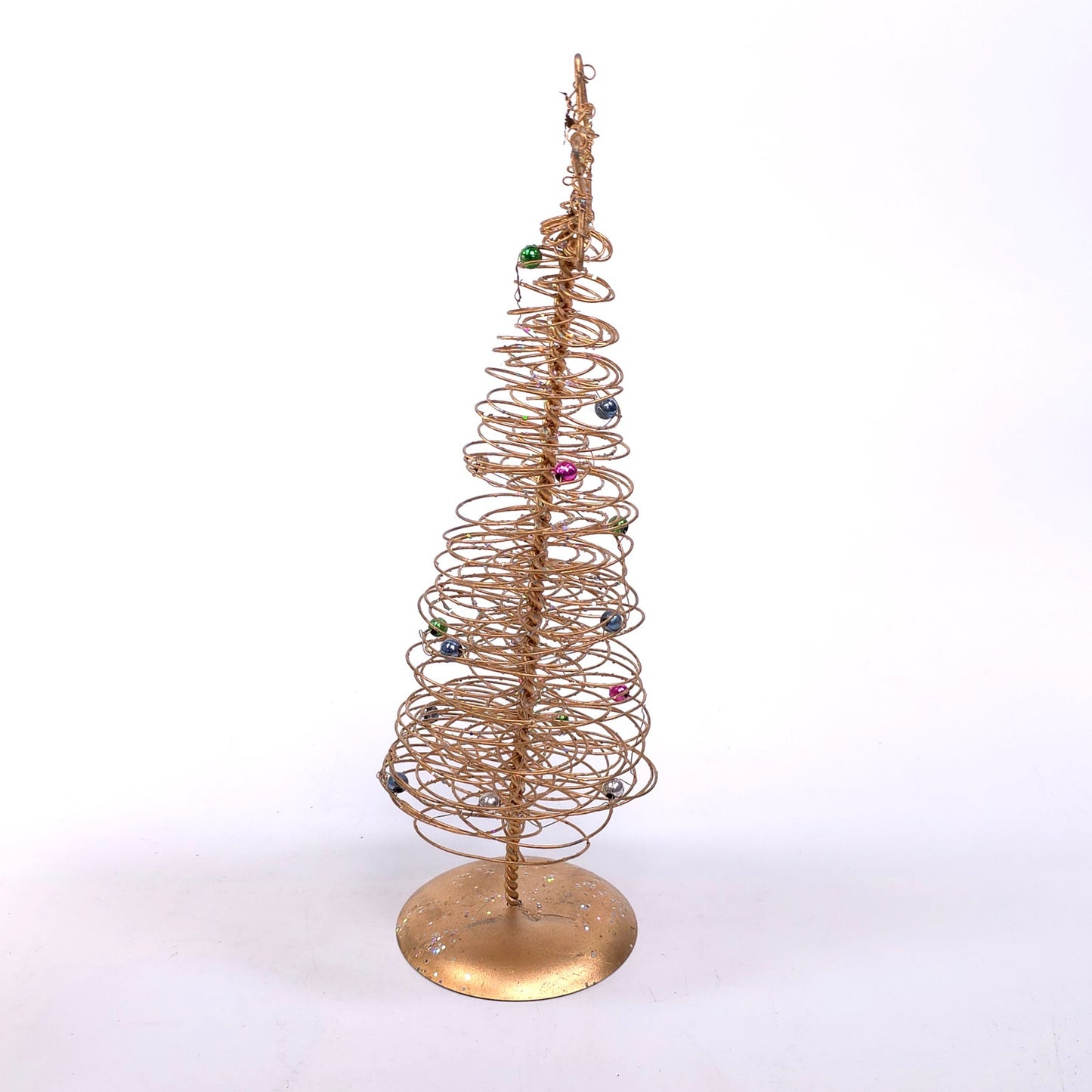 Metal Twist Wire Golden Christmas Tree w/ Ornaments