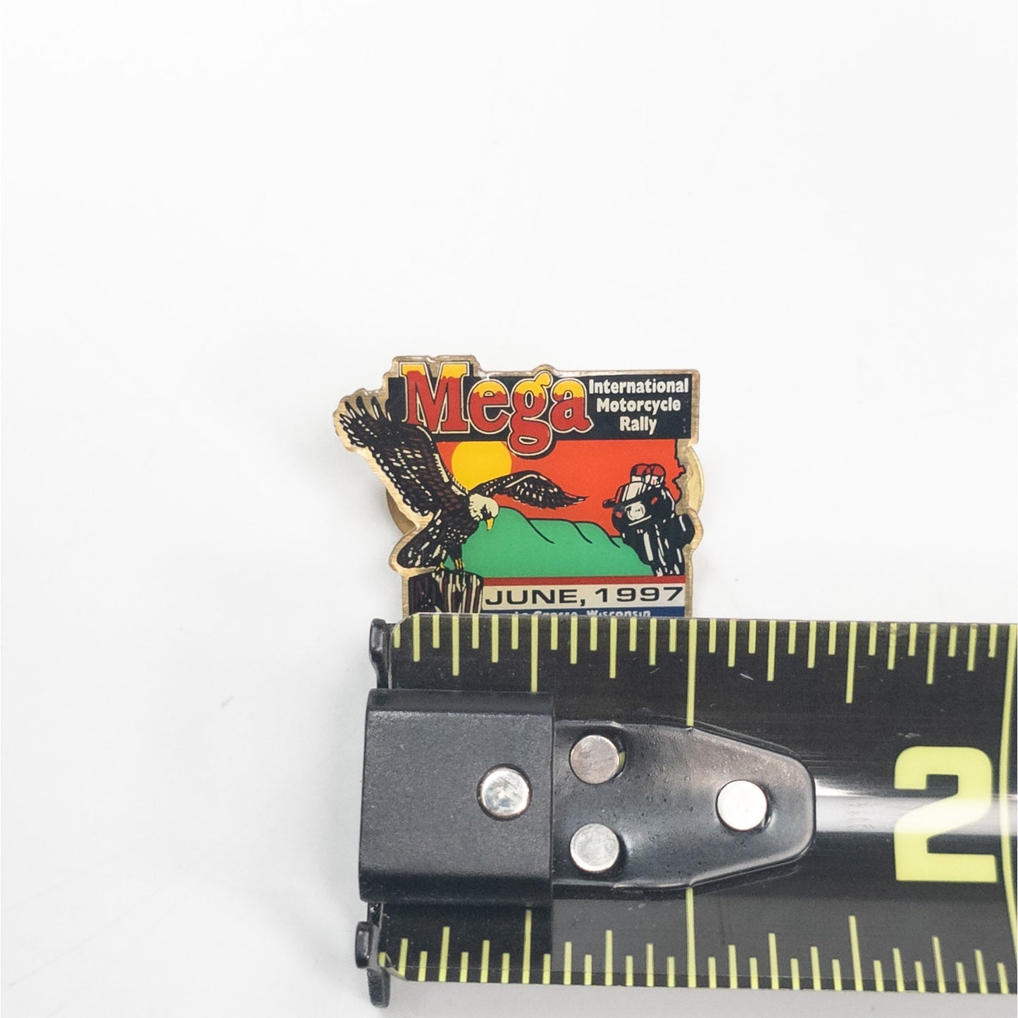 Mega International Motorcycle Rally 1997 LaCrosseWisconsin Pin Back 2+ Ship FREE