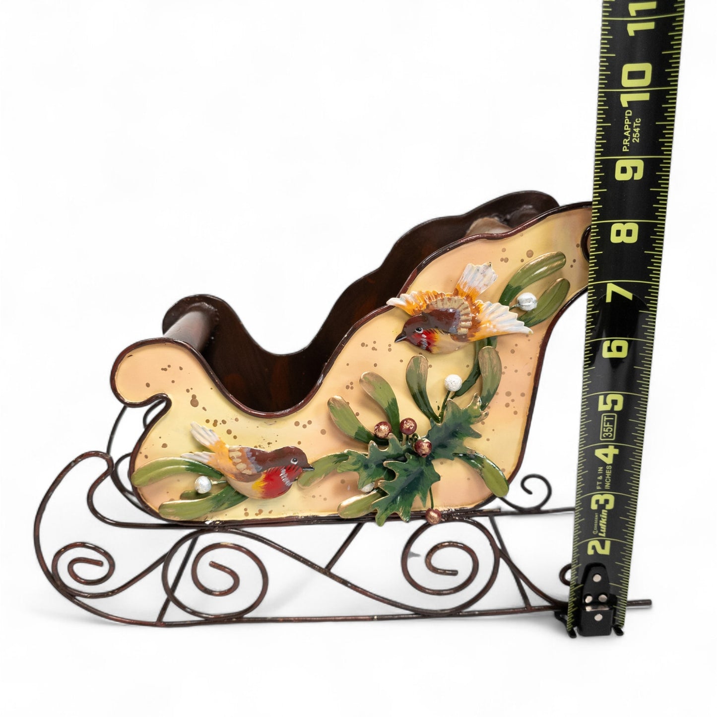 Romon Inc Metal Santa Sleigh Sled Bird Holly Elegant Holiday Home Decor # 75149