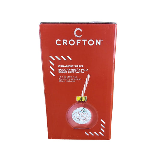 Crofton Ornament Sipper Cup with Straw 13.2 oz Merry and Bright Christmas