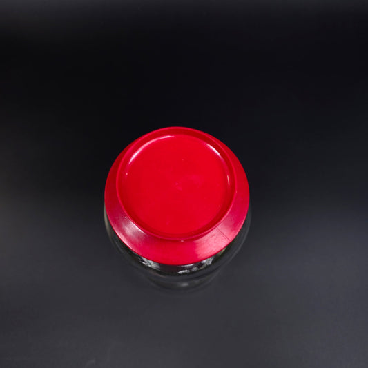 Vintage Anchor Hocking Glass Canister Jar w/ Red Screw On Lid