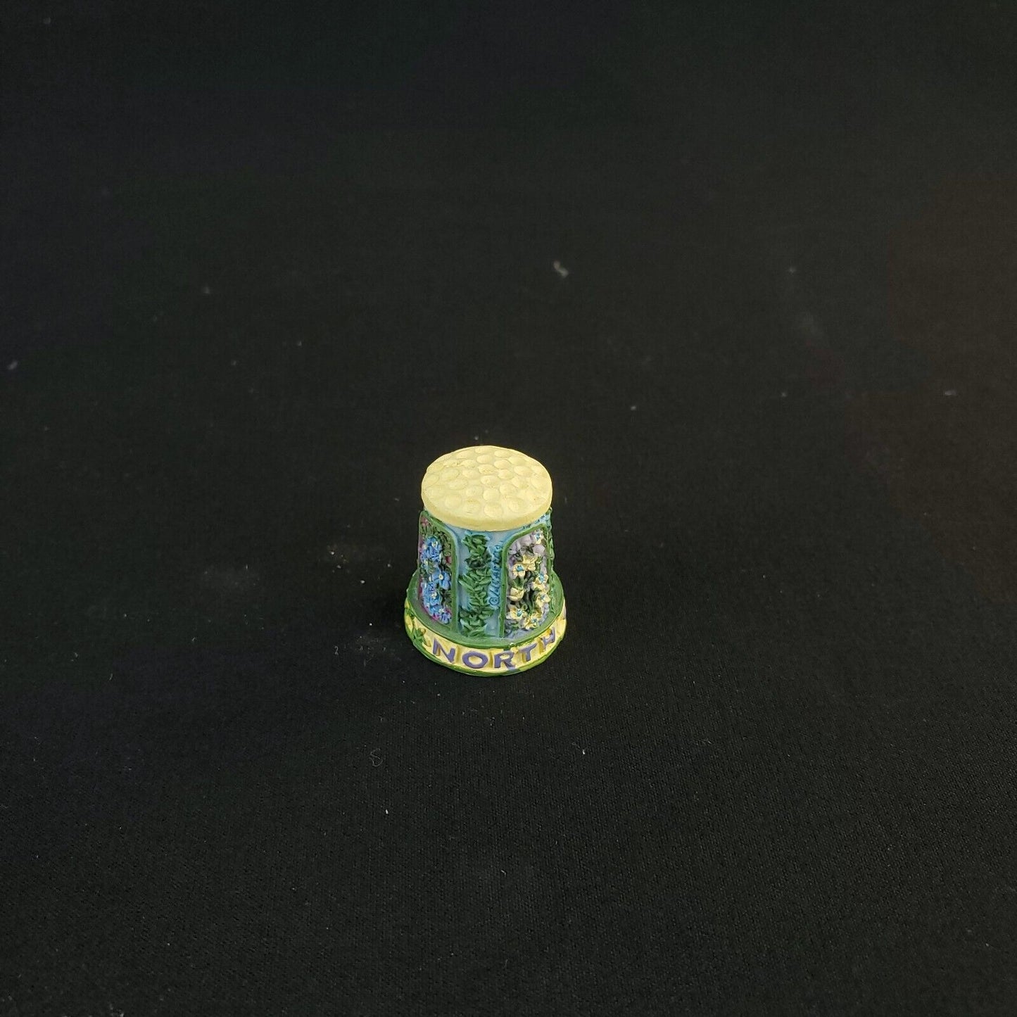 Colorful 3D Resin Thimble - North Carolina Souvenir with Beautiful Flower Design