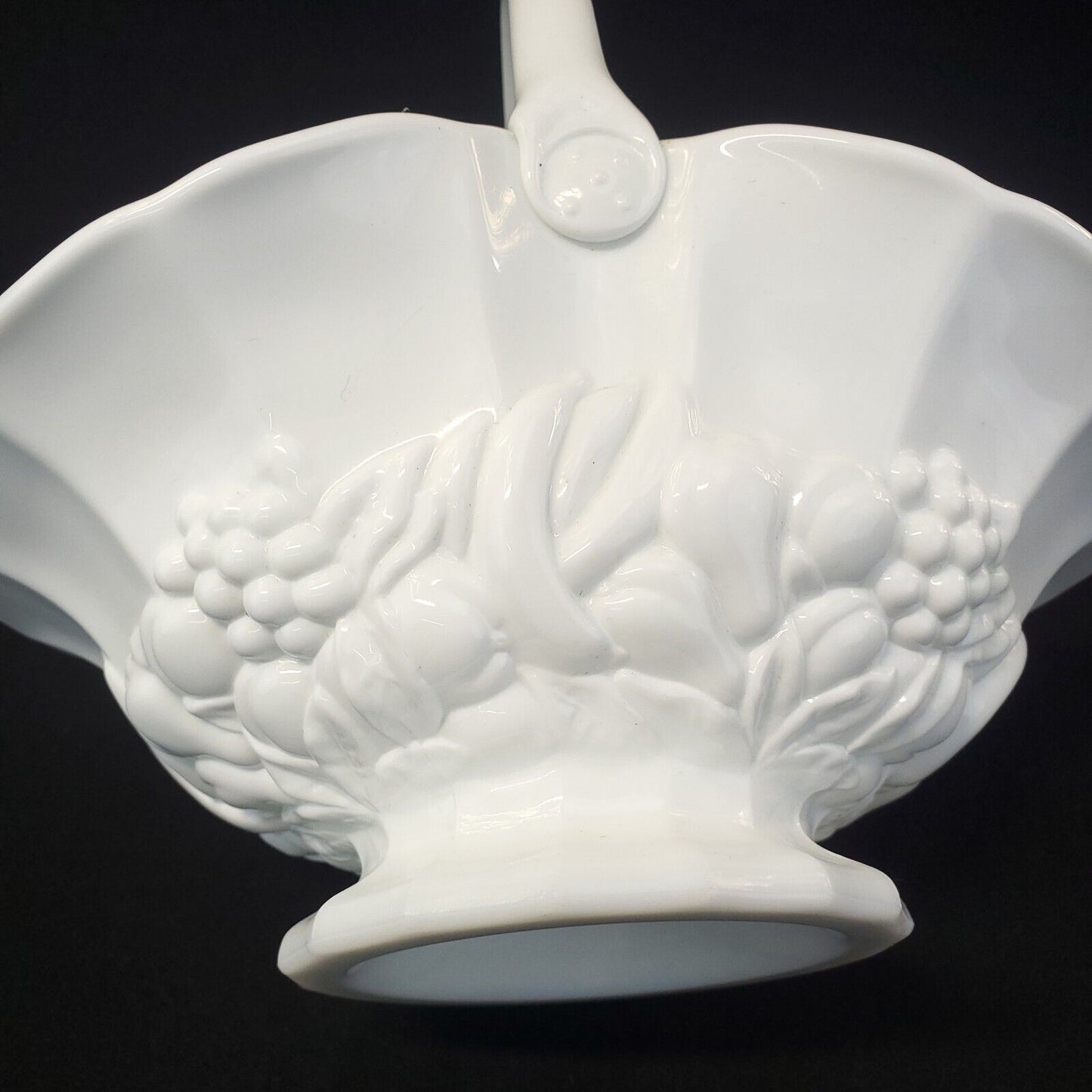 Large Ivory Porcelain Fruit Basket - Decorative Collectible