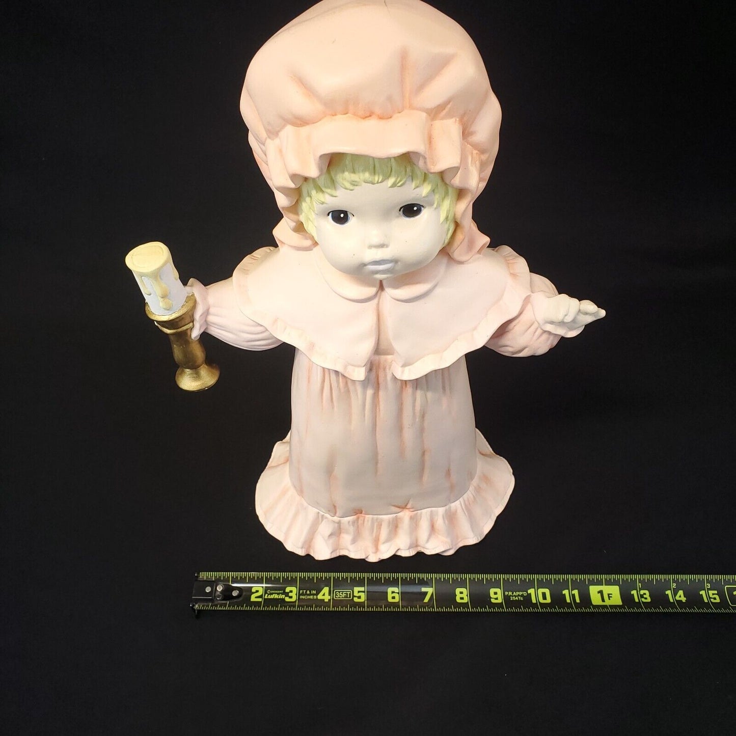 16” Porcelain Children Figurine in Nightgown with Candle - Collectible Decor