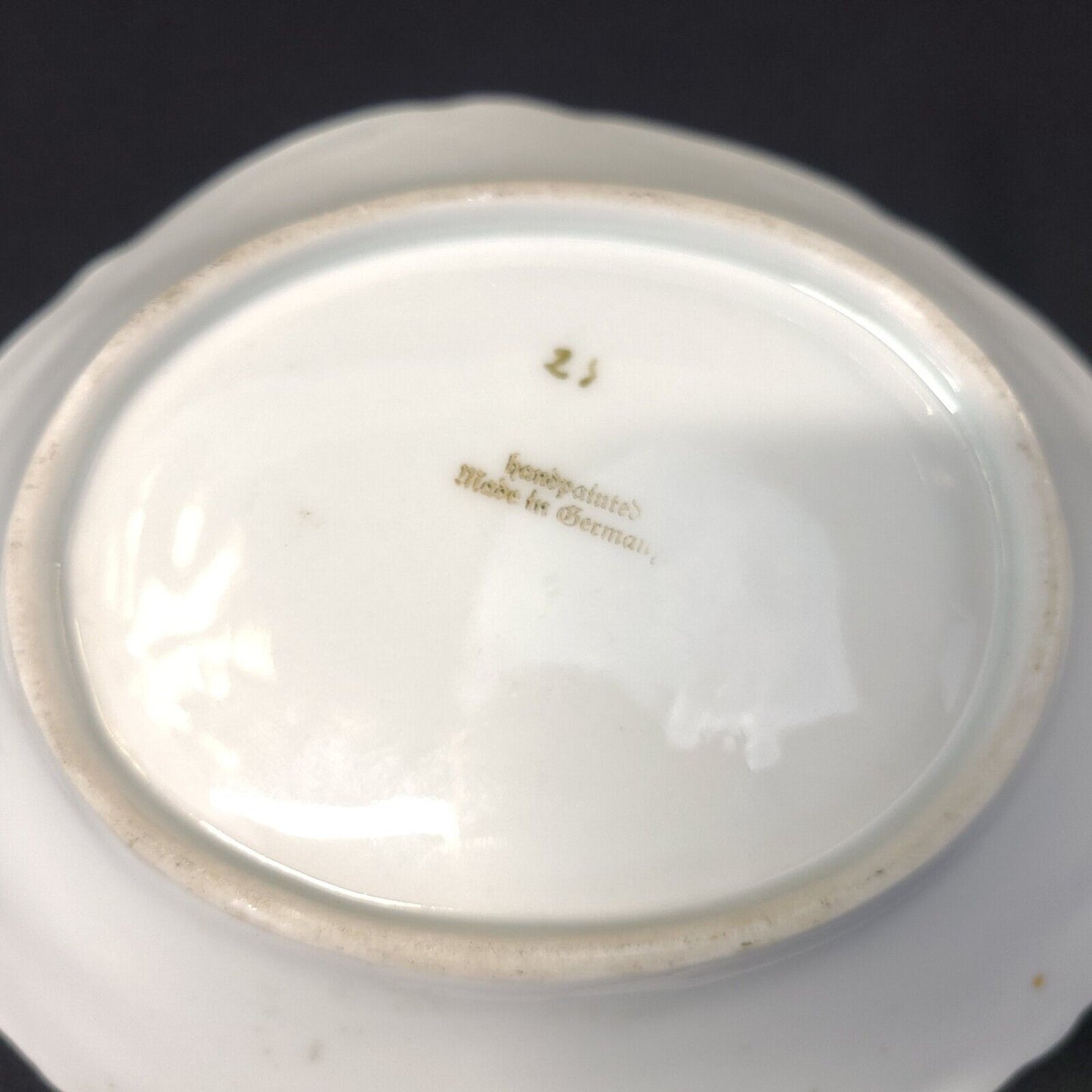 Vintage Handpainted Porcelain German Rose Bowl - Gold Trim, Floral Design