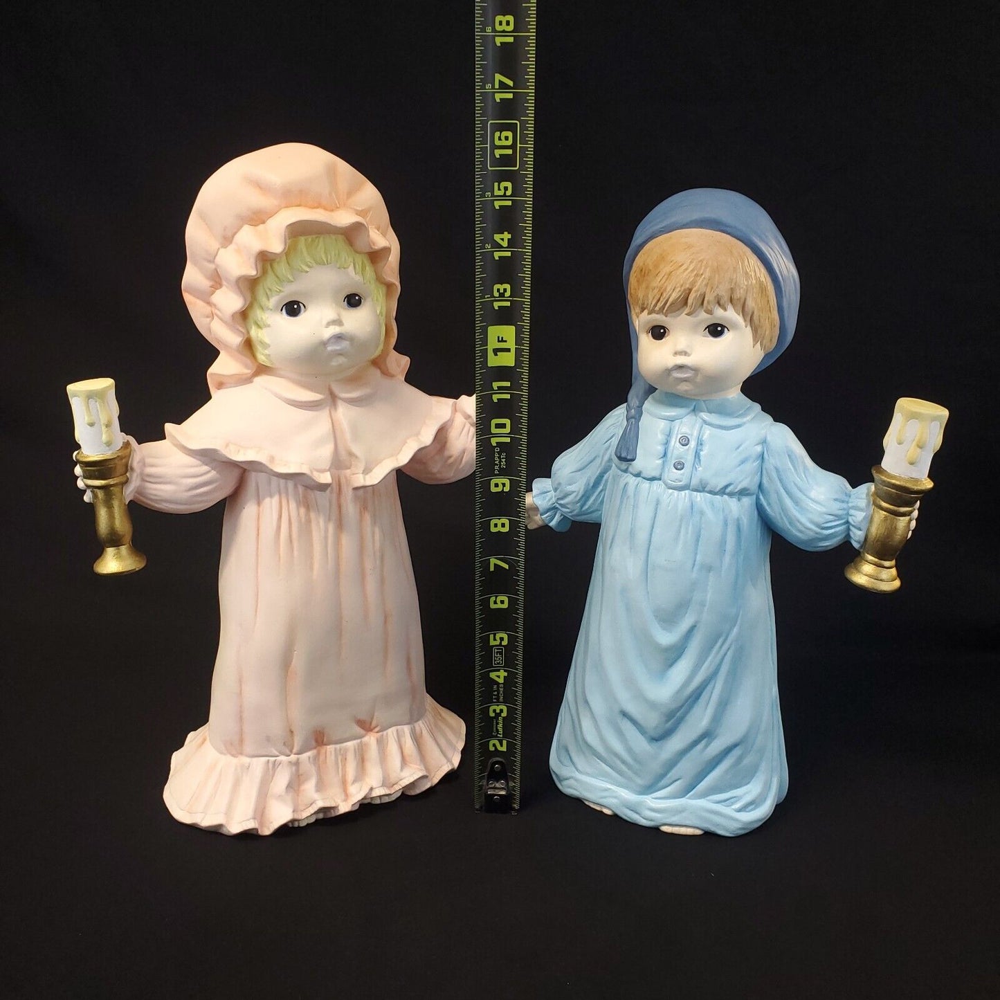 16” Porcelain Children Figurine in Nightgown with Candle - Collectible Decor