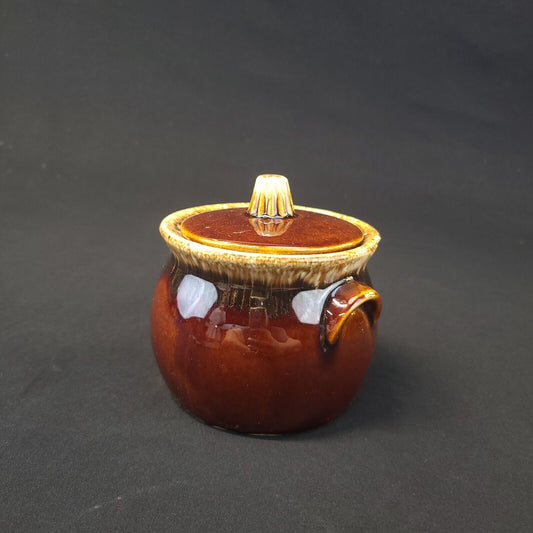 Vintage Drip Stoneware Bean Pot Crock - Rustic Kitchen Collectible