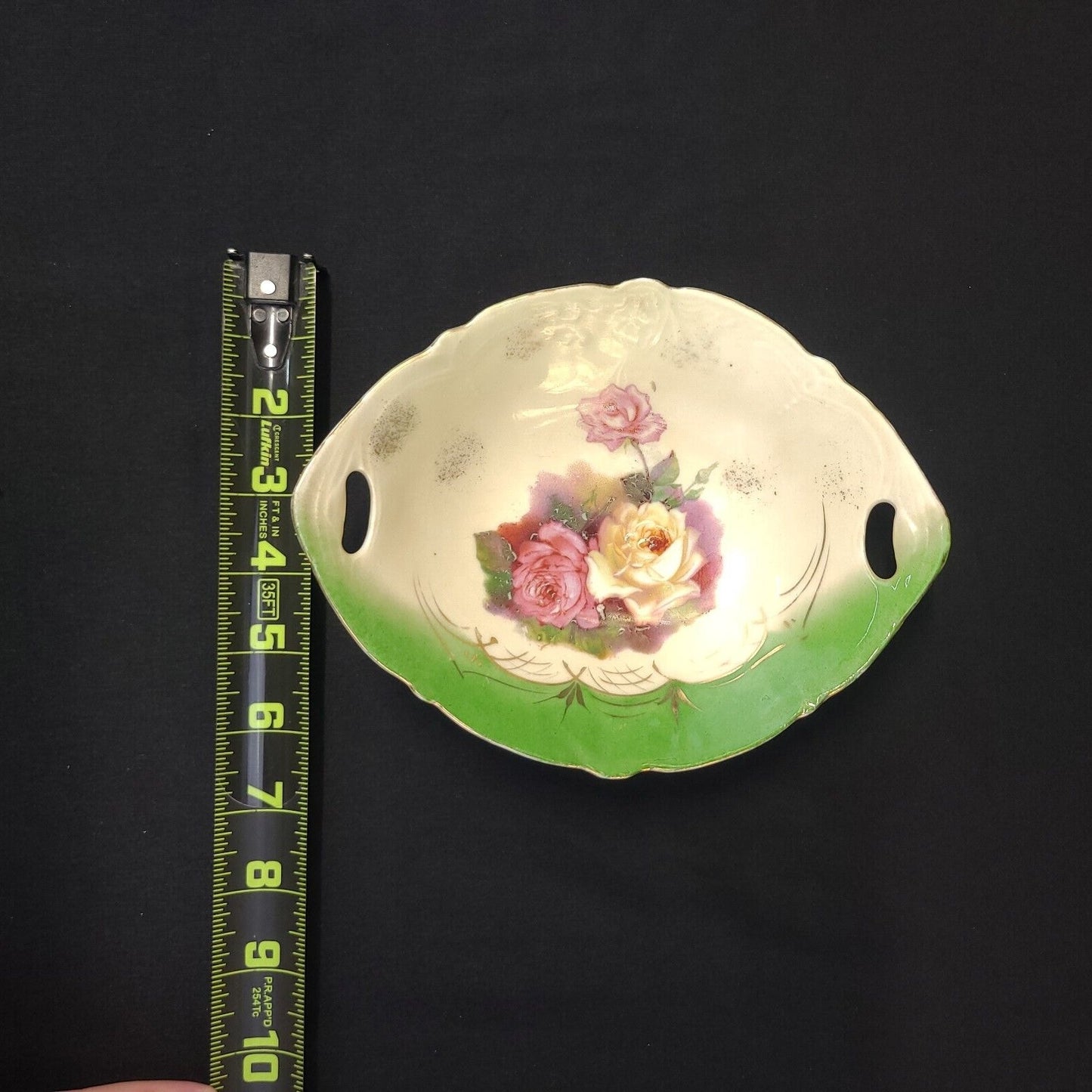 Vintage Handpainted Porcelain German Rose Bowl - Gold Trim, Floral Design