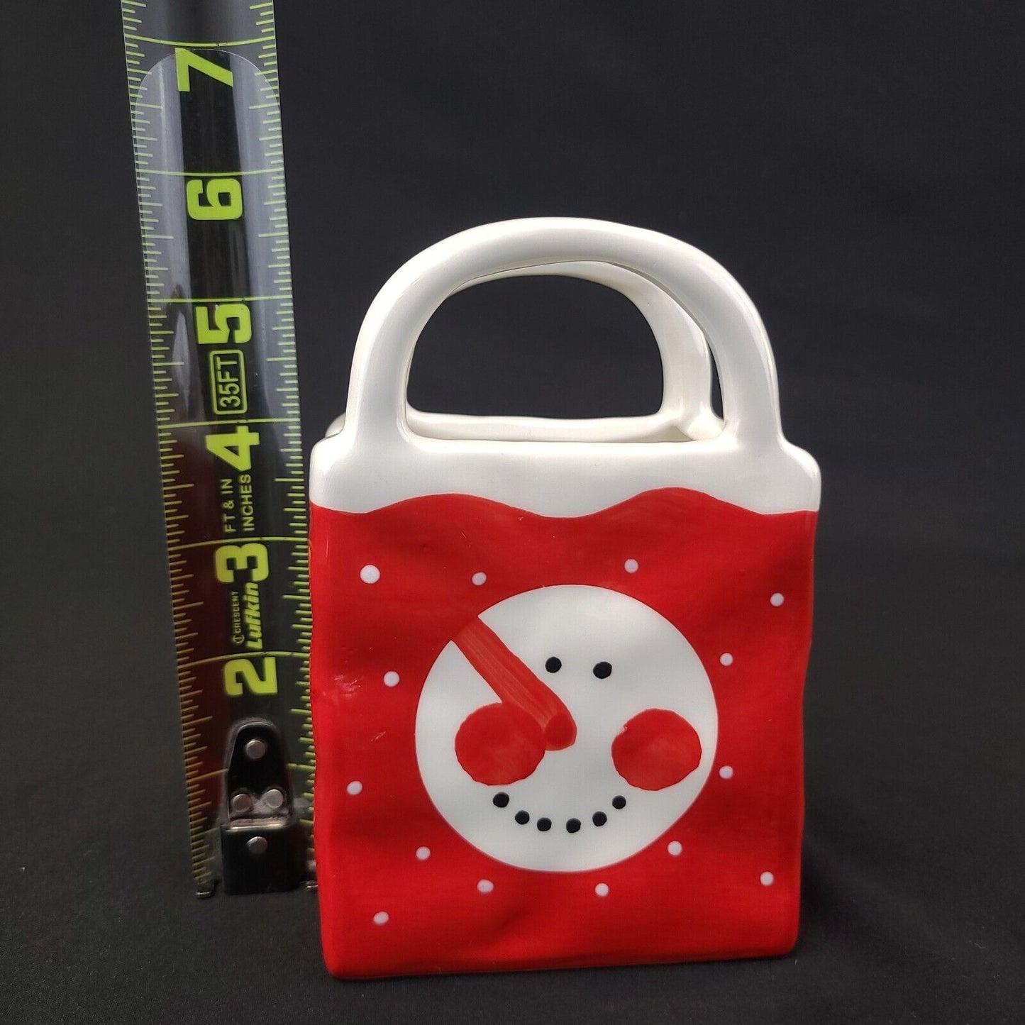 Ceramic Holiday Sack Tote Vase Snowman - Christmas Decoration, Festive Design