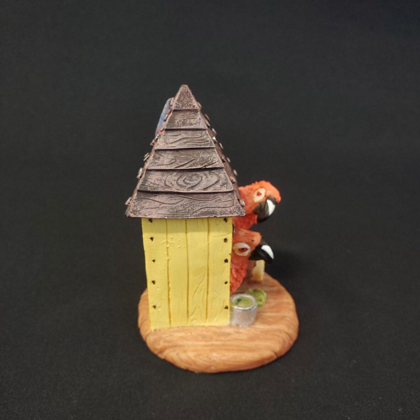 Macaw Parrots In A Bird House Figurine - Collectible Decoration